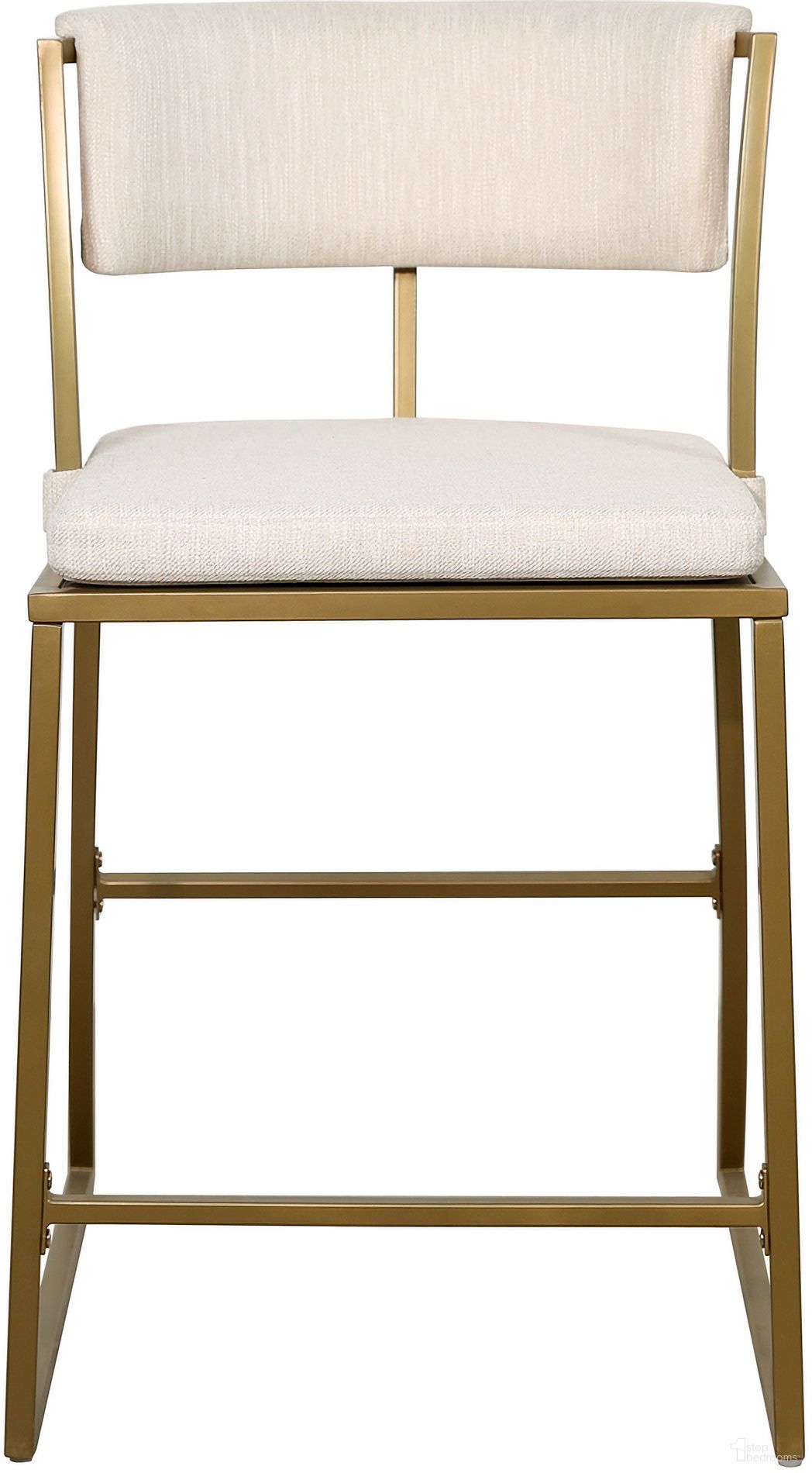 The appearance of Mina 26 Inch Counter-Height Metal Barstool with Back In Antique Brass and Creamy White designed by New Ridge Home Goods in the modern / contemporary interior design. This antique brass/creamy white piece of furniture was selected by 1StopBedrooms from Mina Collection to add a touch of cosiness and style into your home. Sku: NR1105FC-02BZ. Material: Foam.