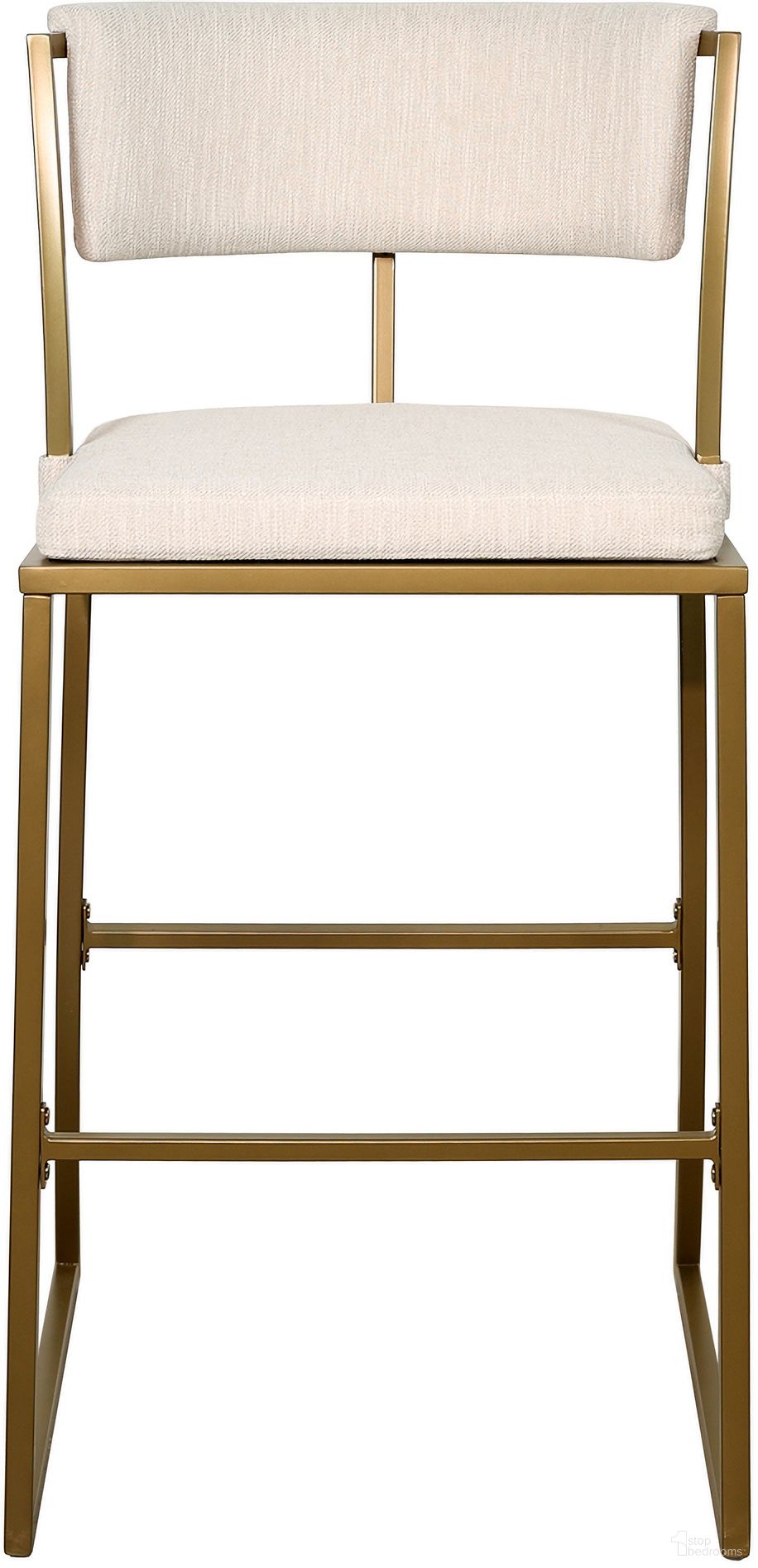 The appearance of Mina 31 Inch Bar-Height Metal Barstool with Back In Antique Brass and Creamy White designed by New Ridge Home Goods in the modern / contemporary interior design. This antique brass/creamy white piece of furniture was selected by 1StopBedrooms from Mina Collection to add a touch of cosiness and style into your home. Sku: NR1105FB-01BZ. Material: Foam.