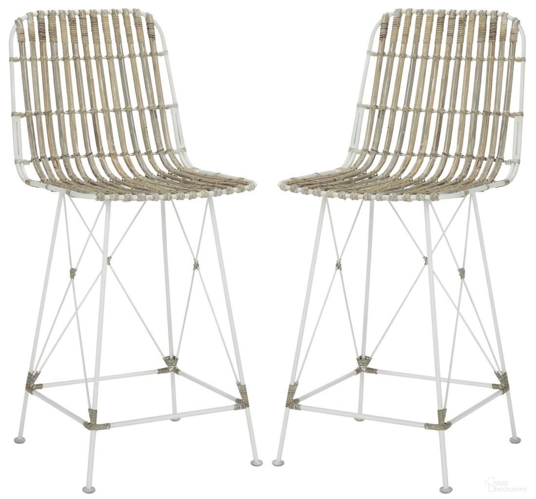 The appearance of Minerva Wicker Counter Stool Set of 2 in White designed by Safavieh in the modern / contemporary interior design. This white piece of furniture was selected by 1StopBedrooms from Minerva Collection to add a touch of cosiness and style into your home. Sku: WIK6509C-SET2. Material: Rattan.