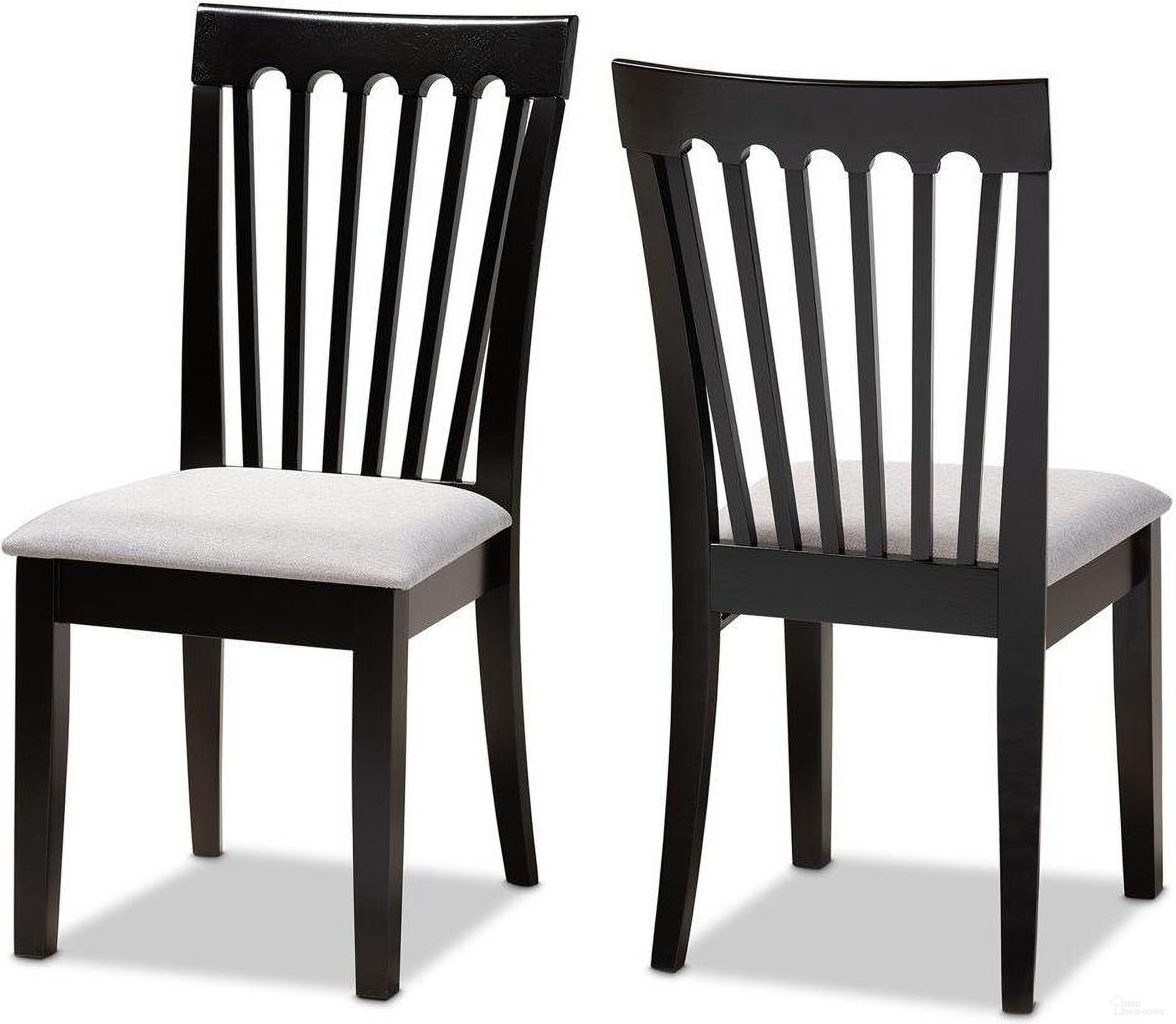The appearance of Minette Modern and Contemporary Gray Fabric Upholstered and Espresso Brown Finished Wood 2-Piece Dining Chair Set designed by Baxton Studio in the modern / contemporary interior design. This grey piece of furniture was selected by 1StopBedrooms from Minette Collection to add a touch of cosiness and style into your home. Sku: RH319C-Grey/Dark Brown-DC-2PK. Material: Fabric. Chair Type: Side Chair.