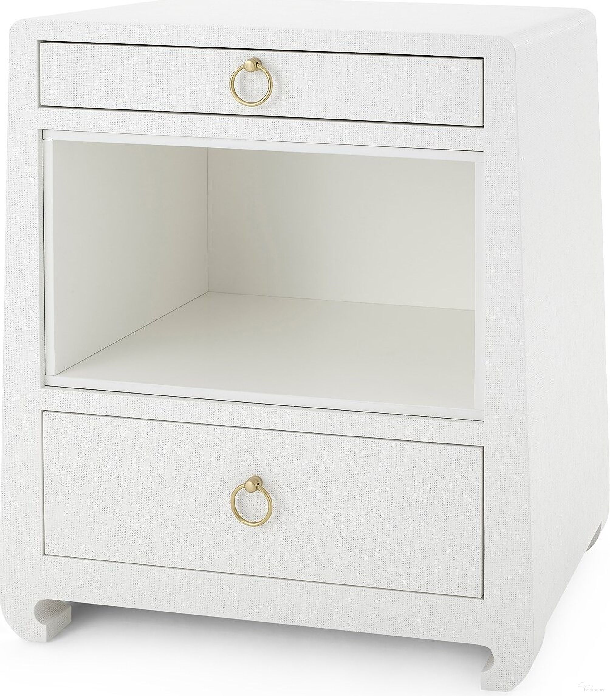 Ming 2-Drawer Side Table In Chiffon White