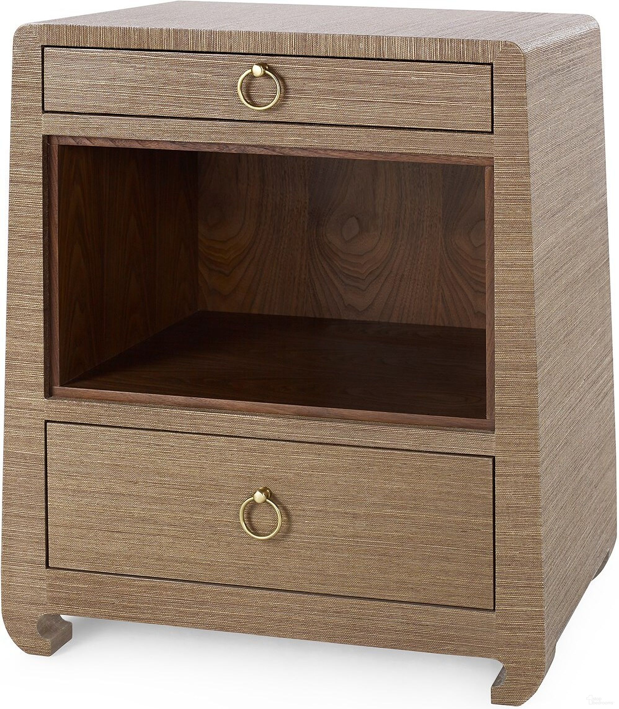 The appearance of Ming 2-Drawer Side Table In Flax Brown designed by Villa & House in the transitional interior design. This brown piece of furniture was selected by 1StopBedrooms from Ming Collection to add a touch of cosiness and style into your home. Sku: MNG-120-464.