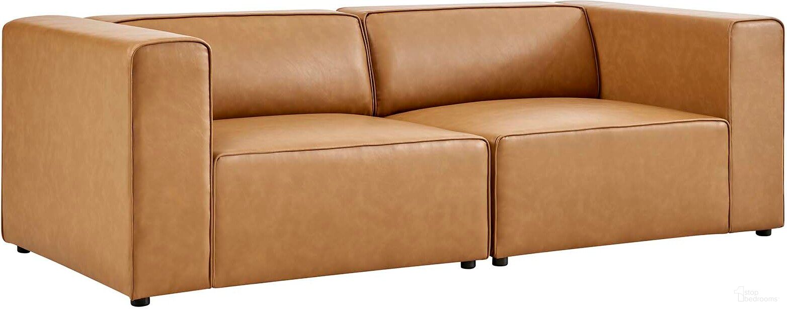 The appearance of Mingle Vegan Leather 2-Piece Sectional Sofa Loveseat In Tan designed by Modway in the modern / contemporary interior design. This tan piece of furniture was selected by 1StopBedrooms from Mingle Collection to add a touch of cosiness and style into your home. Sku: EEI-4621-TAN;EEI-4622-TAN. Material: Leather.