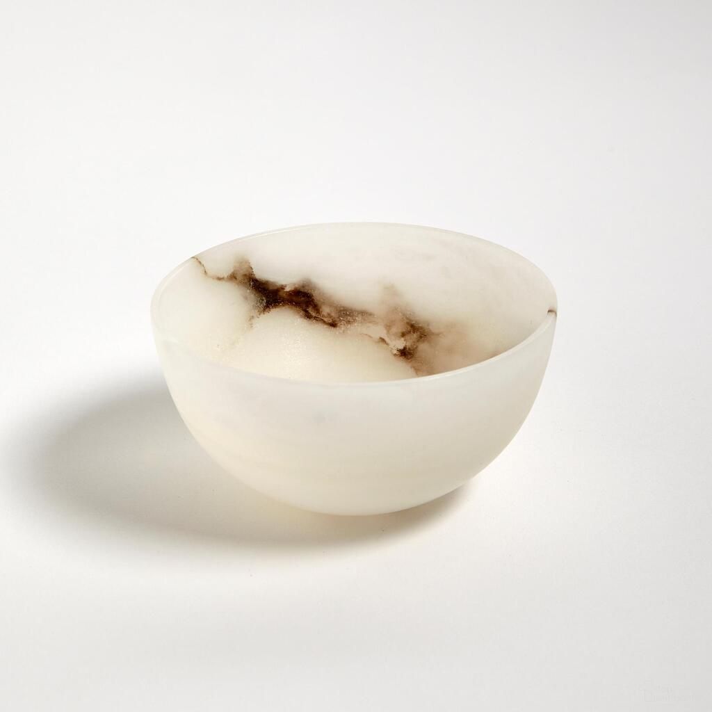 The appearance of Mini Alabaster Bowl In Blue designed by Global Views in the modern / contemporary interior design. This blue piece of furniture  was selected by 1StopBedrooms from Mini Collection to add a touch of cosiness and style into your home. Sku: 331561. Material: Porcelain.