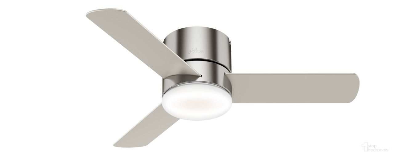 The appearance of Minimus 44 Inch Low Profile Ceiling Fan with LED Light Kit and Handheld Remote In Brushed Nickel and Matte Nickel designed by Hunter Fan in the transitional interior design. This brushed nickel/matte nickel piece of furniture was selected by 1StopBedrooms from Minimus Collection to add a touch of cosiness and style into your home. Sku: 59454. Material: MDF.