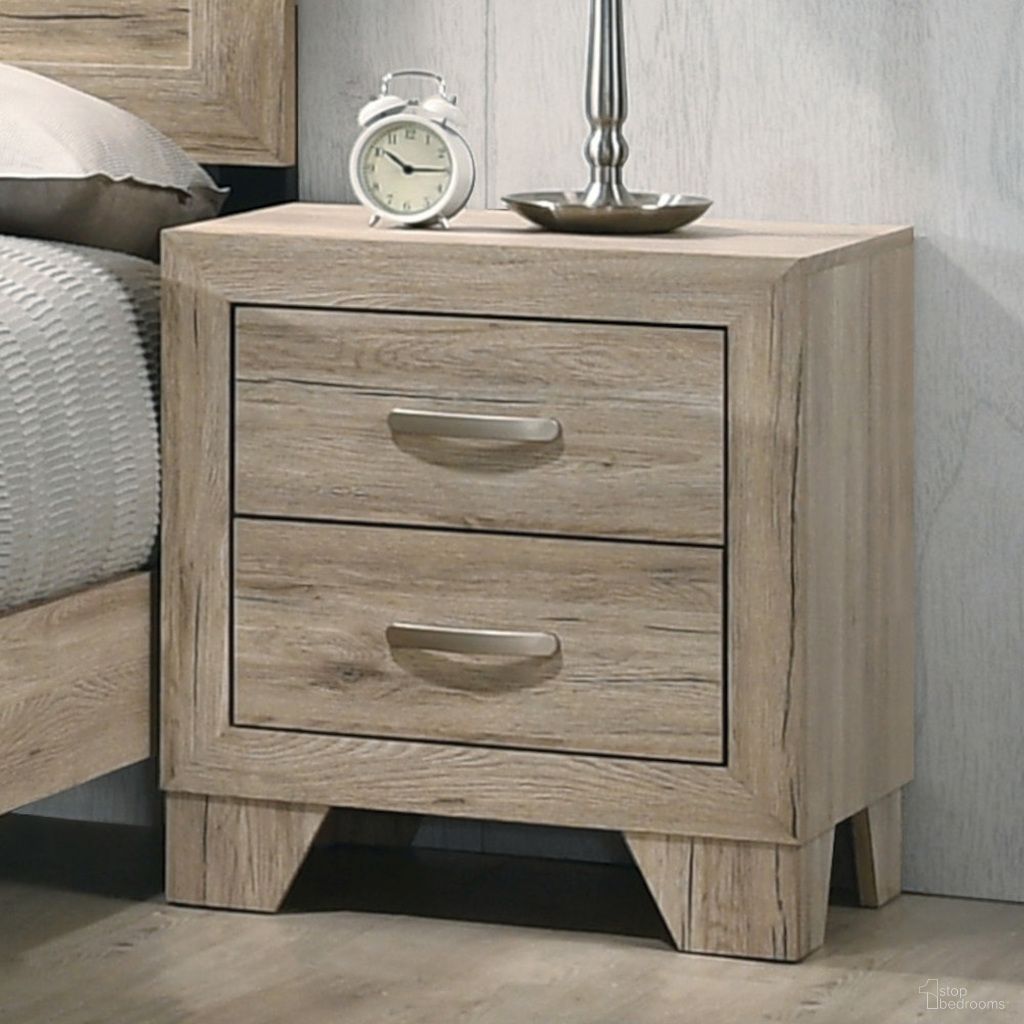 The appearance of Miquell Nightstand designed by ACME in the transitional interior design. This rustic piece of furniture was selected by 1StopBedrooms from Miquell Collection to add a touch of cosiness and style into your home. Sku: 28043. Material: Wood.