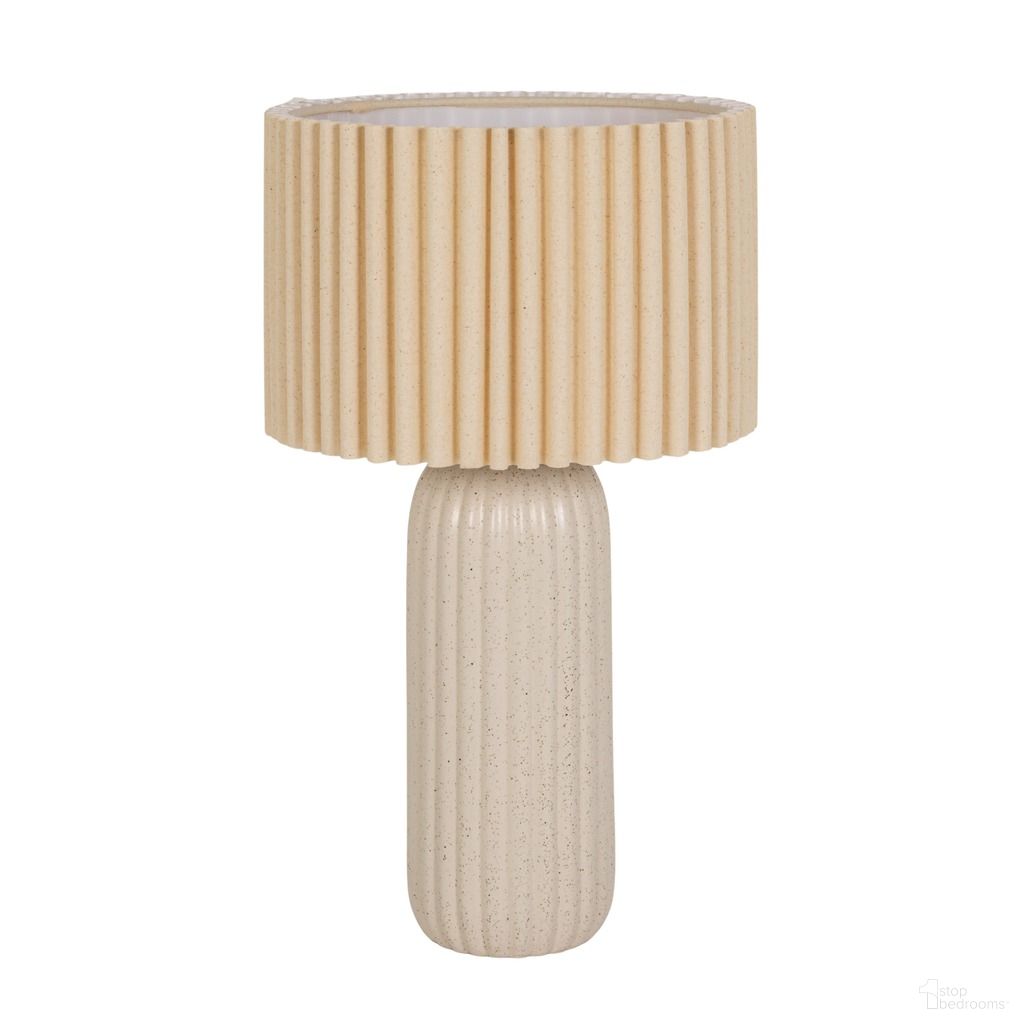 The appearance of Mira 19 Inch Ribbed Stoneware Table Lamp with Linen Accordion Drum Shade In White designed by Rowena Interiors in the modern / contemporary interior design. This white piece of furniture was selected by 1StopBedrooms from Mira Collection to add a touch of cosiness and style into your home. Sku: EC2106. Material: Stone.