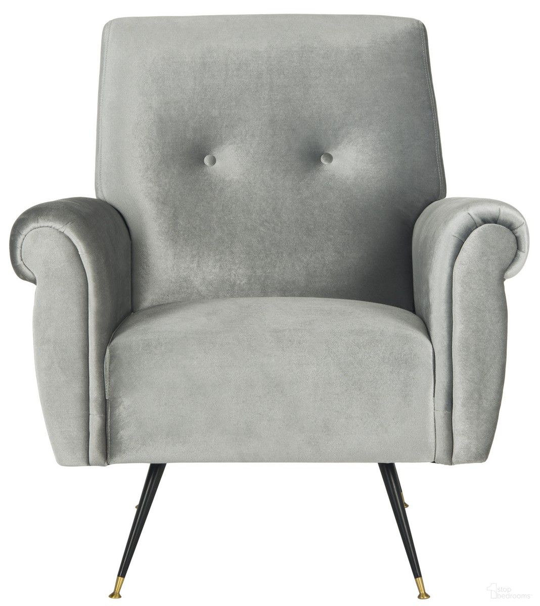 Mira Retro Mid Century Velvet Accent Chair in Light Grey