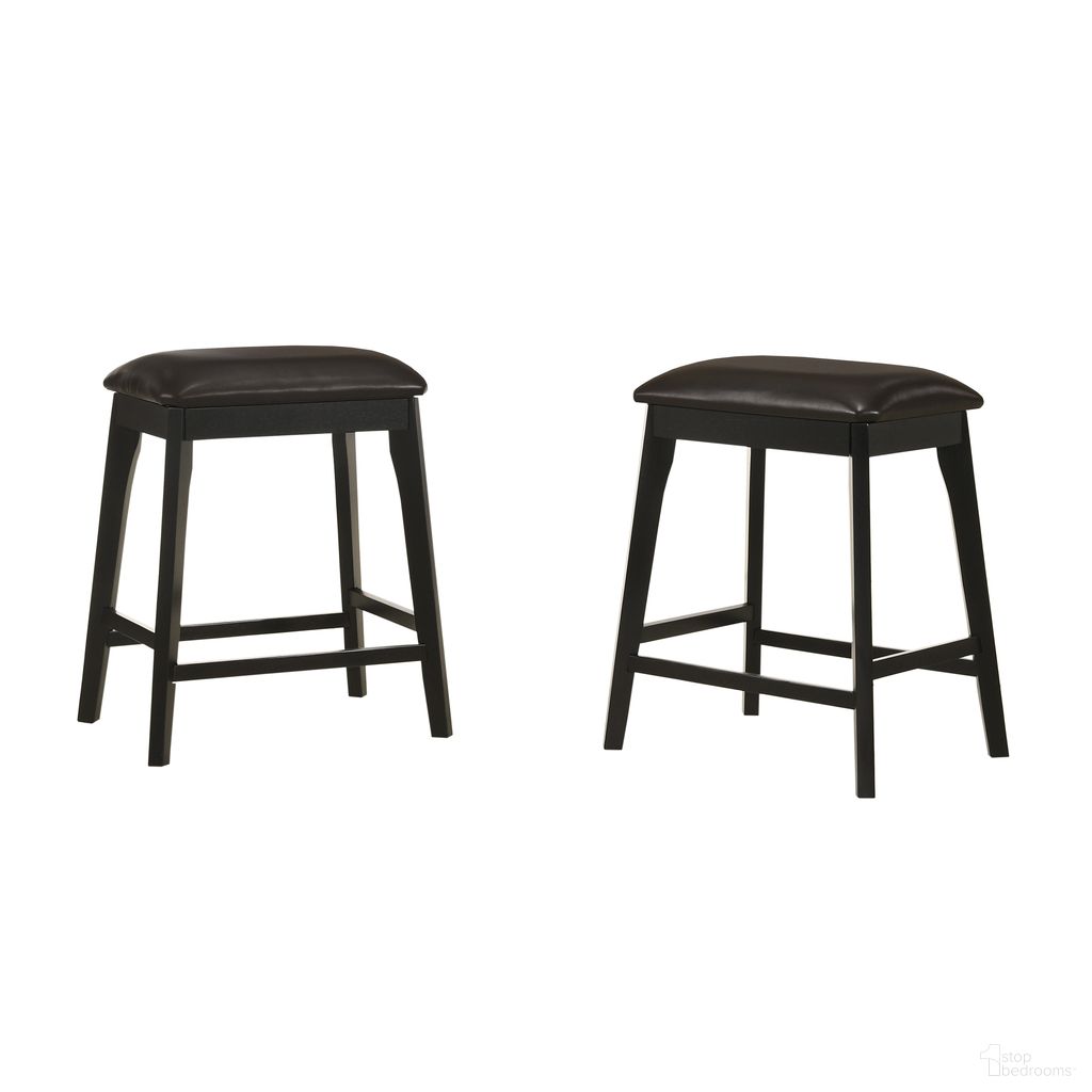 The appearance of Mirabelle 25 Inch Upholstered Counter Stool - Set of 2 In Brown and Espresso designed by Carolina Living in the modern / contemporary interior design. This brown and espresso piece of furniture  was selected by 1StopBedrooms from Mirabelle Collection to add a touch of cosiness and style into your home. Sku: HM280-24BRESP. Material: Polyurethane.