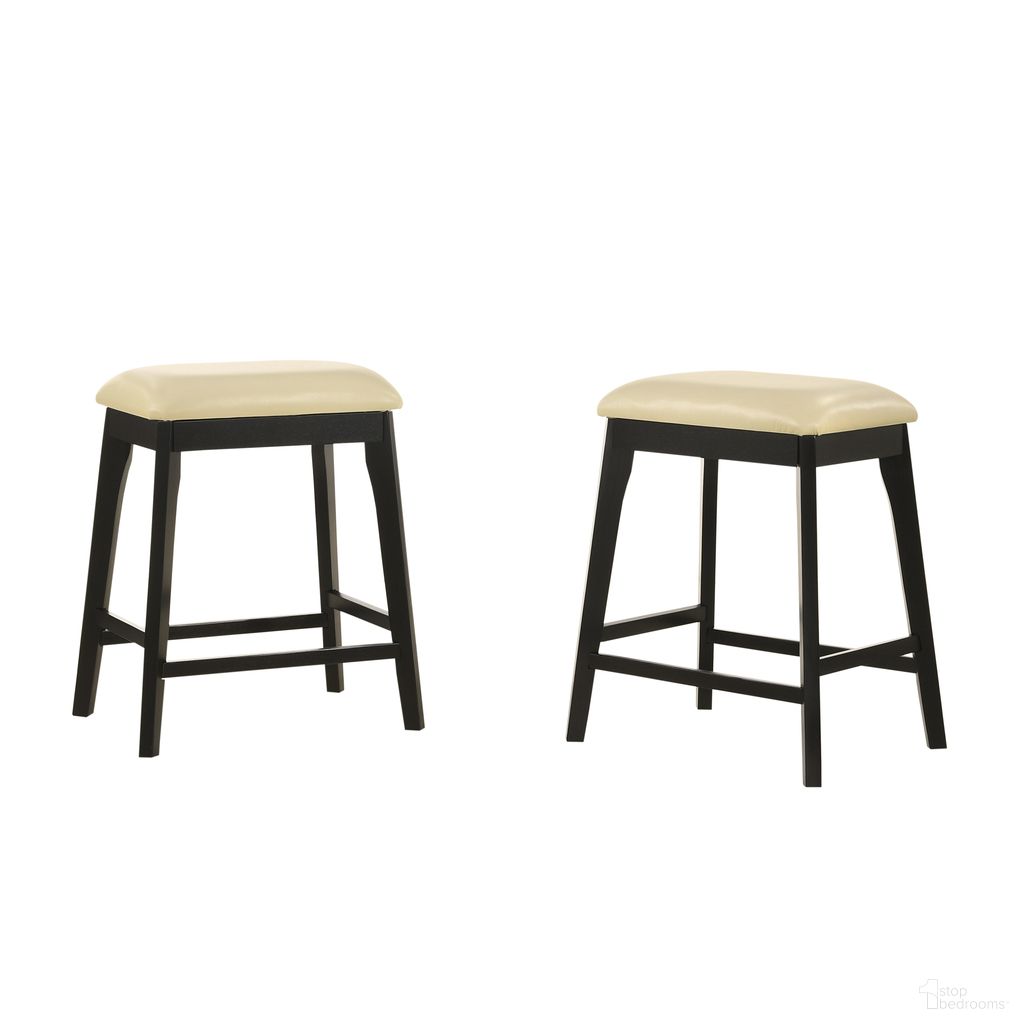 The appearance of Mirabelle 25 Inch Upholstered Counter Stool - Set of 2 In Cream and Espresso designed by Carolina Living in the modern / contemporary interior design. This cream and espresso piece of furniture was selected by 1StopBedrooms from Mirabelle Collection to add a touch of cosiness and style into your home. Sku: HM280-24CRMESP. Material: Polyurethane.