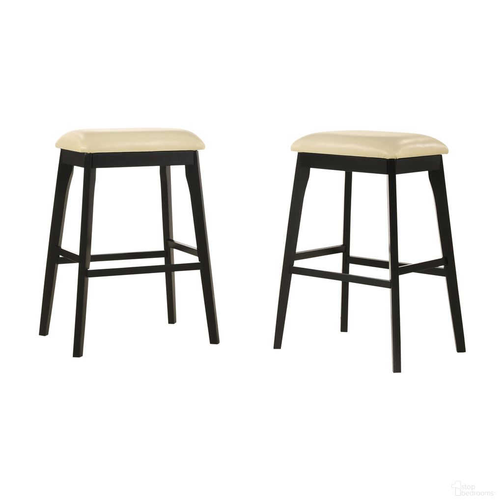 The appearance of Mirabelle 30 Inch Upholstered Barstool - Set of 2 In Cream and Espresso designed by Carolina Living in the modern / contemporary interior design. This cream and espresso piece of furniture was selected by 1StopBedrooms from Mirabelle Collection to add a touch of cosiness and style into your home. Sku: HM280-30CRMESP. Material: Polyurethane.