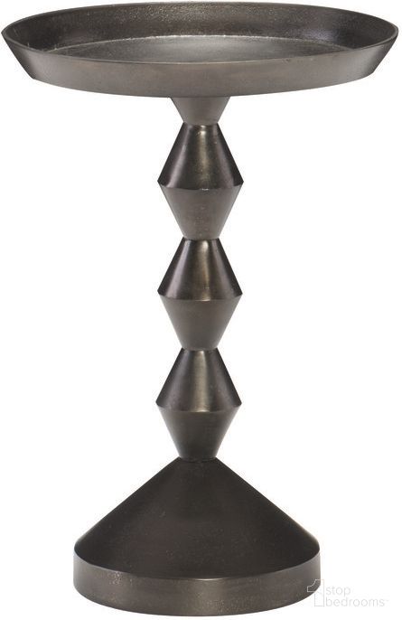 The appearance of Mirabelle Round Chairside Table designed by Bernhardt in the modern / contemporary interior design. This black nickel piece of furniture  was selected by 1StopBedrooms from Mirabelle Collection to add a touch of cosiness and style into your home. Sku: 375162. Material: Aluminum.