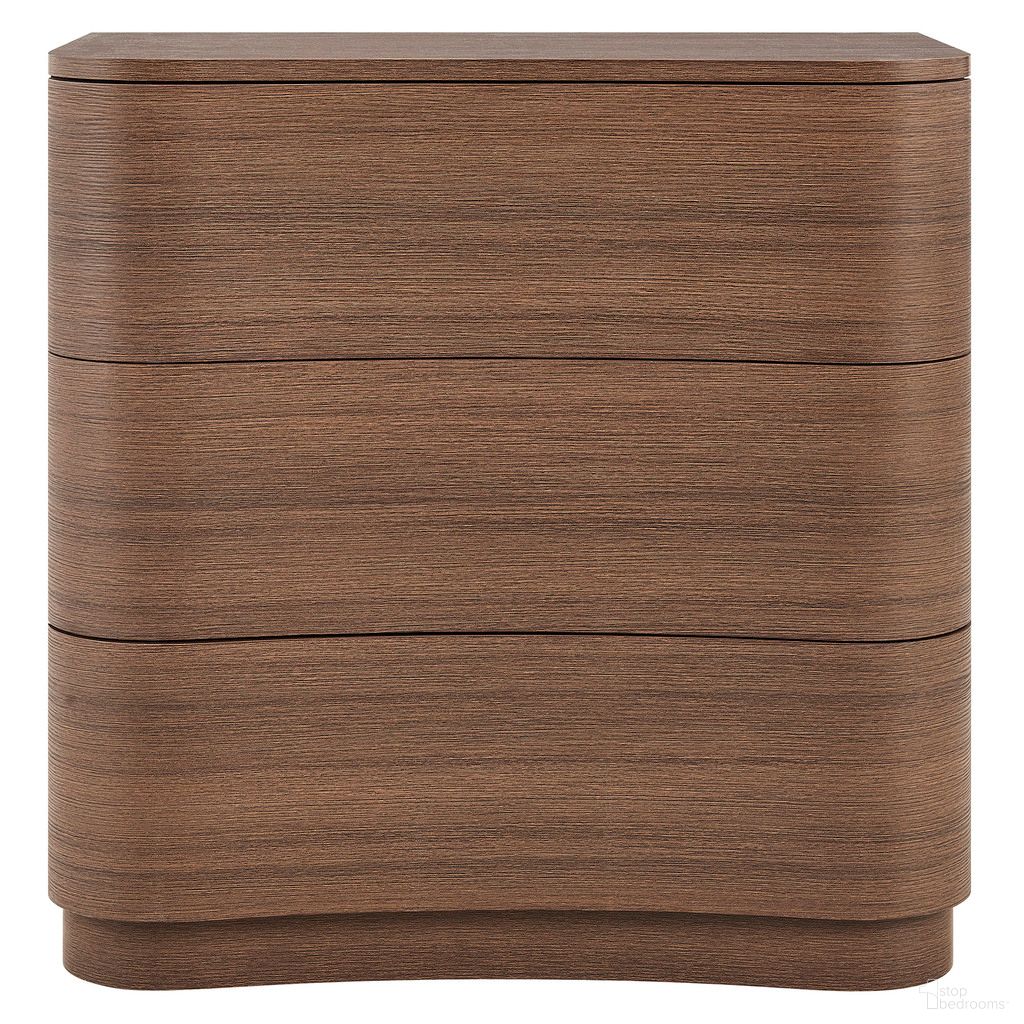 The appearance of Mirae 3-Drawer Curved Compact Dresser In Brushed Brown Oak designed by Modway in the transitional interior design. This brushed brown oak piece of furniture was selected by 1StopBedrooms from Mirae Collection to add a touch of cosiness and style into your home. Sku: MOD-7230-BBO. Material: Laminate.