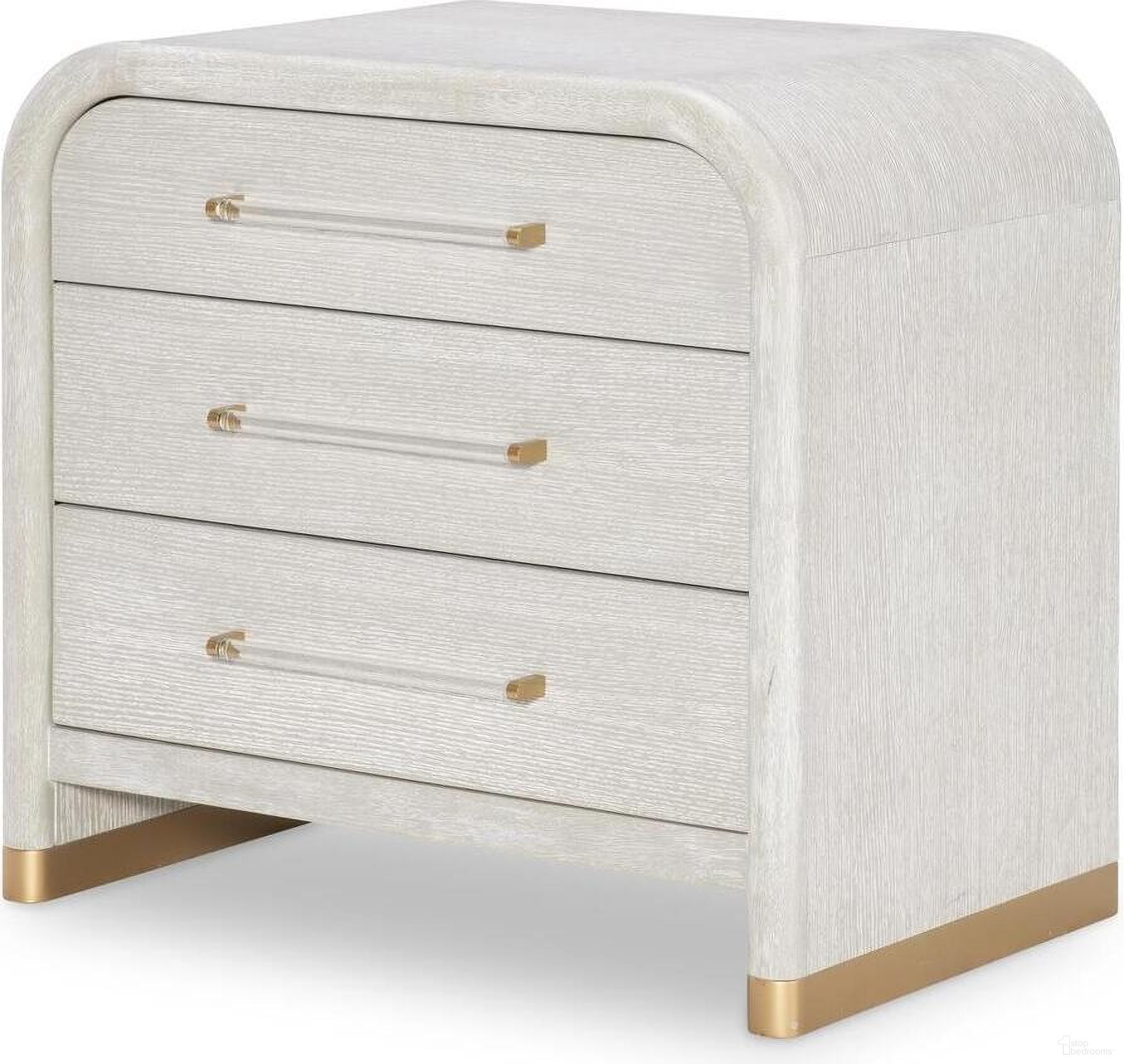 The appearance of Miramar 3 Drawer Nightstand In Oyster designed by Legacy Classic in the modern / contemporary interior design. This oyster piece of furniture  was selected by 1StopBedrooms from Miramar Collection to add a touch of cosiness and style into your home. Sku: 3300-3100. Material: Oak Veneer.