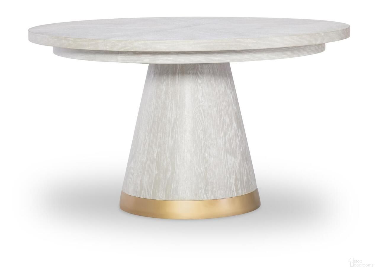 The appearance of Miramar Complete Round Dining Table In Oyster designed by Legacy Classic in the modern / contemporary interior design. This oyster piece of furniture  was selected by 1StopBedrooms from Miramar Collection to add a touch of cosiness and style into your home. Sku: 3300-521T;3300-421B. Table Base Style: Pedestal. Table Top Shape: Oval. Size: 72" x 54". Material: Solid Hardwood.