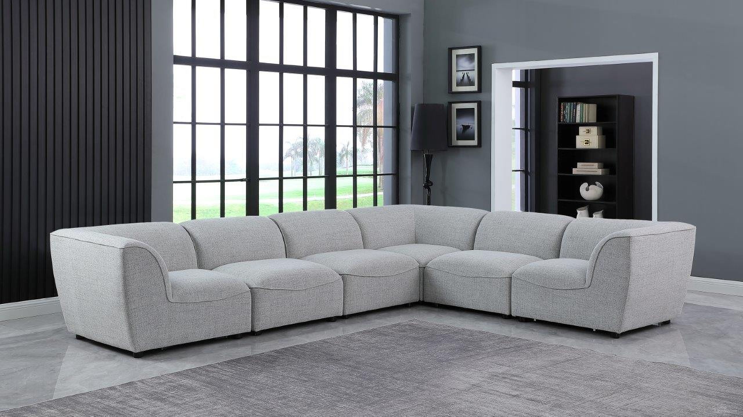 Miramar Durable Linen Textured 6 Piece Modular Sectional In Grey