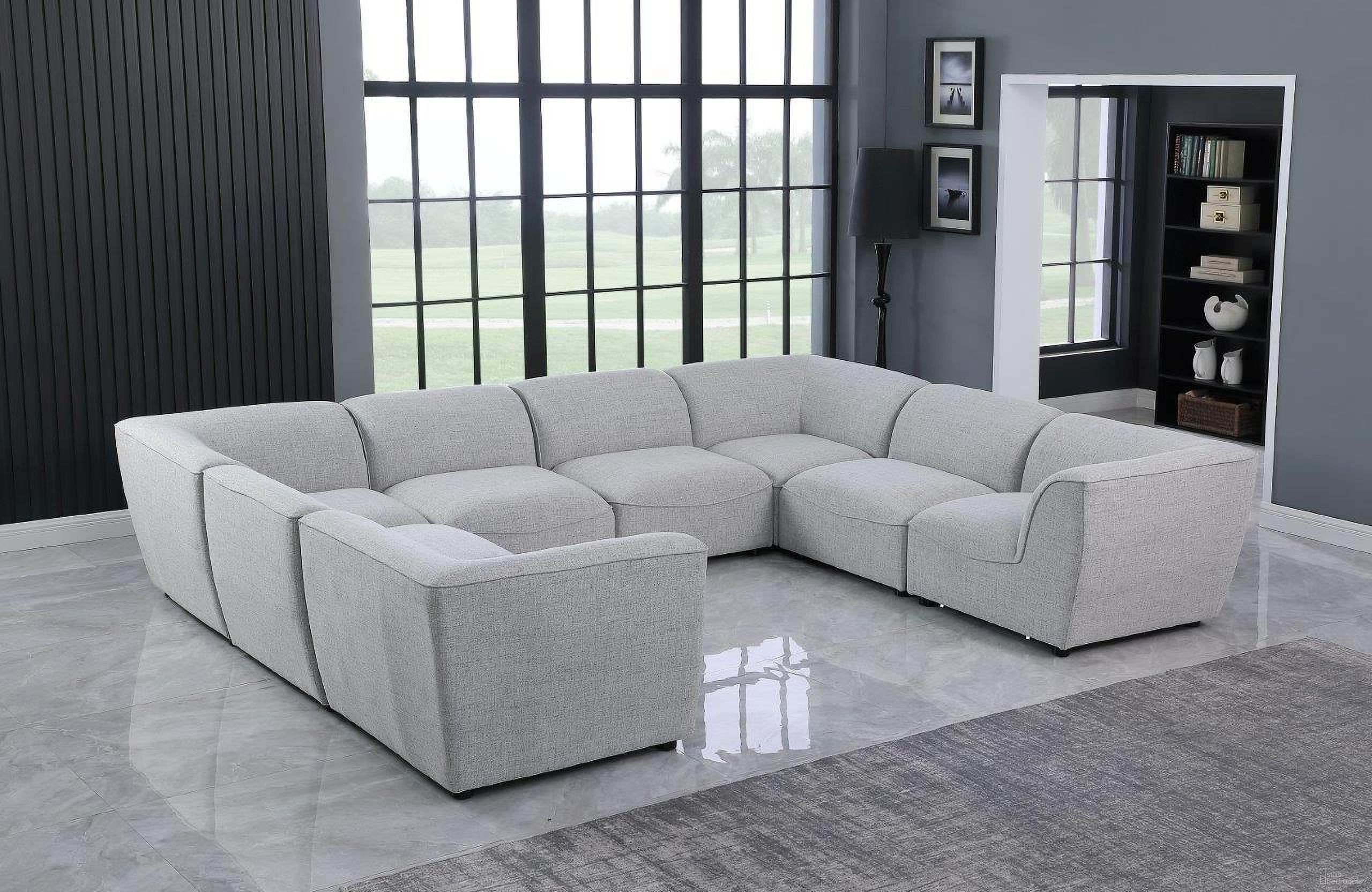 The appearance of Miramar Durable Linen Textured 8 Piece Modular Sectional In Grey and Espresso designed by Meridian in the modern / contemporary interior design. This grey piece of furniture  was selected by 1StopBedrooms from Miramar Collection to add a touch of cosiness and style into your home. Sku: 683Grey-Corner;683Grey-Corner;683Grey-Corner;683Grey-Corner;683Grey-Armless;683Grey-Armless;683Grey-Armless;683Grey-Armless. Material: Linen. Layout: U-Shape.