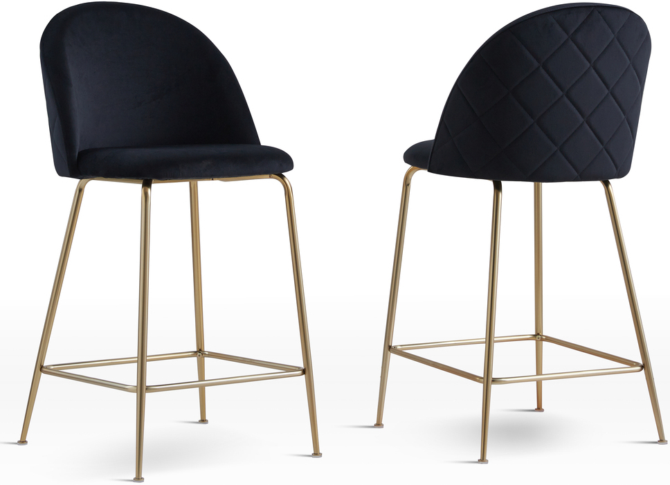 Set of 2 pu leather bar stools 25 inch counter height barstool with