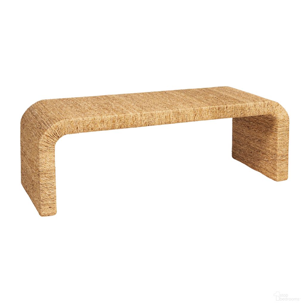 The appearance of Miramar Woven Water Hyacinth and Acacia Wood Bench with Waterfall Edge In Natural designed by Rowena Interiors in the coastal interior design. This natural piece of furniture was selected by 1StopBedrooms from Miramar Collection to add a touch of cosiness and style into your home. Sku: DF8475. Material: Water Hyacinth.