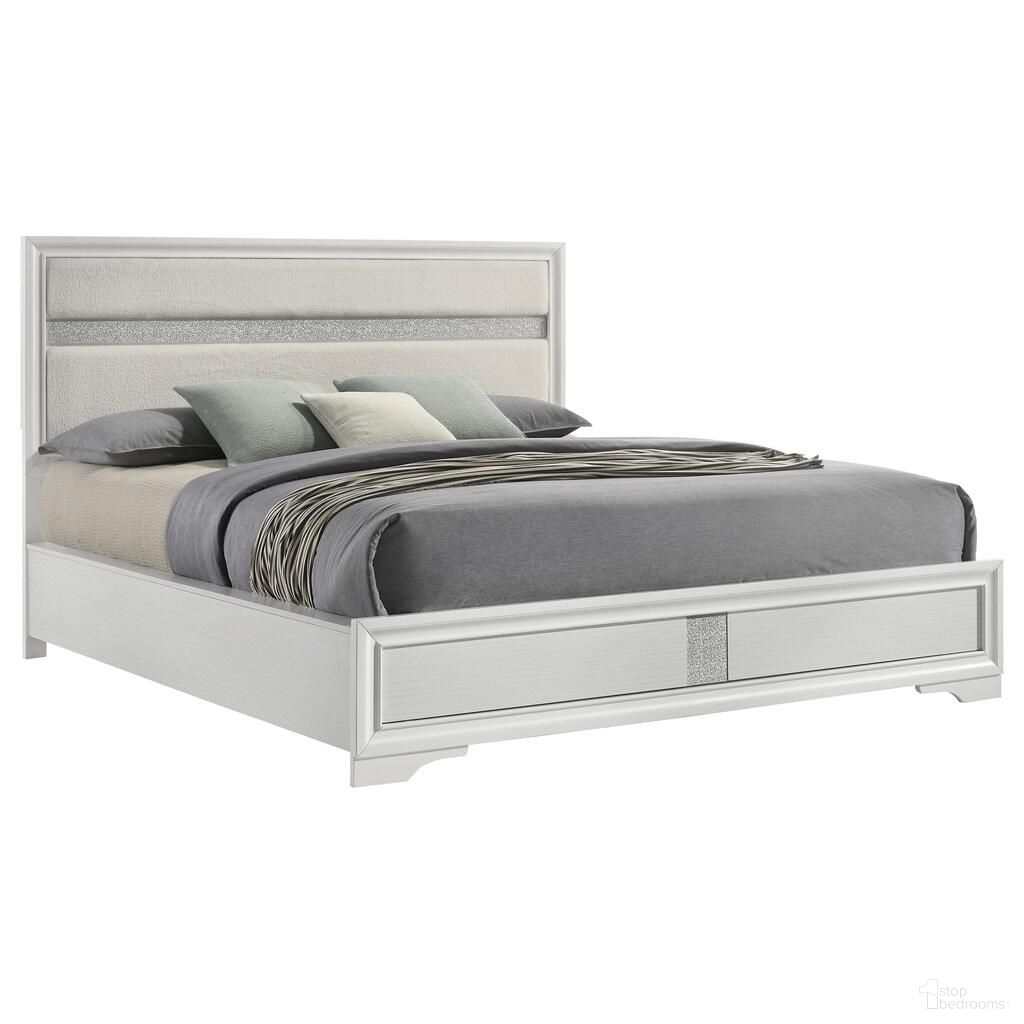 Miranda 55 Inch Upholstered California King Panel Bed In White
