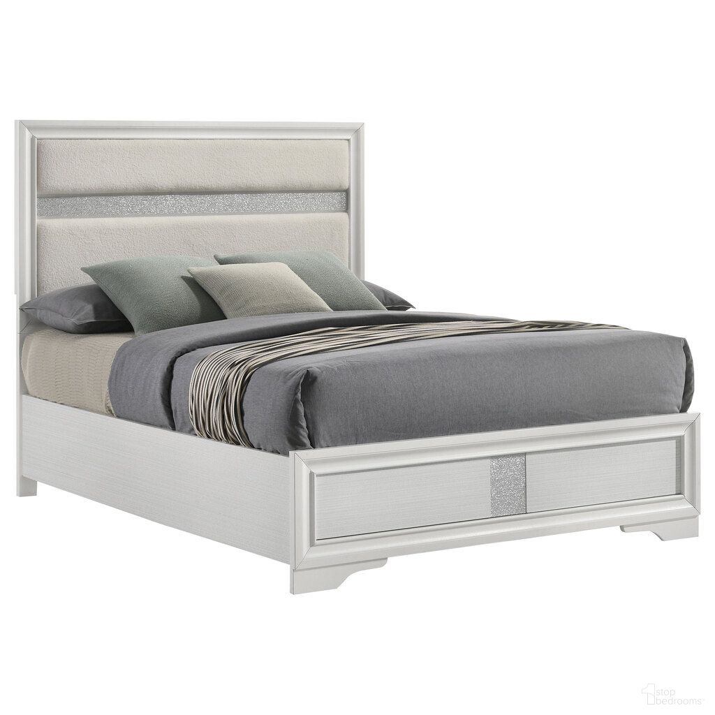 The appearance of Miranda 54 Inch Upholstered Queen Panel Bed In White designed by Coaster in the modern / contemporary interior design. This white piece of furniture was selected by 1StopBedrooms from Miranda Collection to add a touch of cosiness and style into your home. Sku: 205110QB1;205110QB2. Bed Type: Panel Bed. Material: Polyester. Bed Size: Queen.