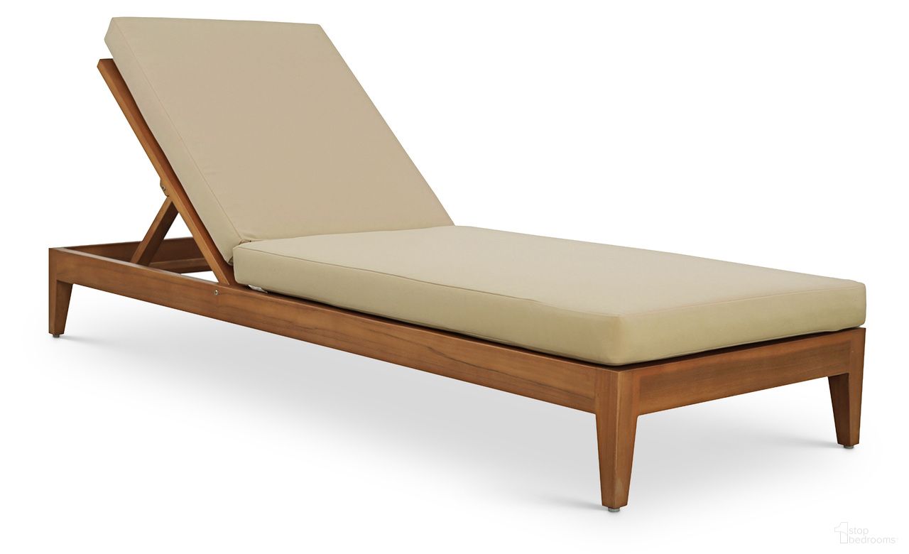 The appearance of Mirella Fabric Upholstered Outdoor Patio Chaise Lounge In Tan and Stained Natural designed by Meridian in the modern / contemporary interior design. This tan/stained natural piece of furniture  was selected by 1StopBedrooms from Mirella Collection to add a touch of cosiness and style into your home. Sku: 112Tan. Material: Polyester.