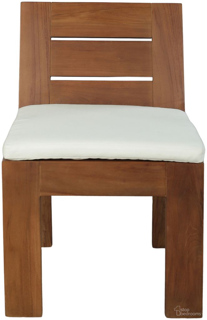 The appearance of Mirella Fabric Upholstered Outdoor Patio Dining Side Chair In Off White and Stained Natural designed by Meridian in the modern / contemporary interior design. This off white/stained natural piece of furniture was selected by 1StopBedrooms from Mirella Collection to add a touch of cosiness and style into your home. Sku: 111White-SC. Material: Polyester.