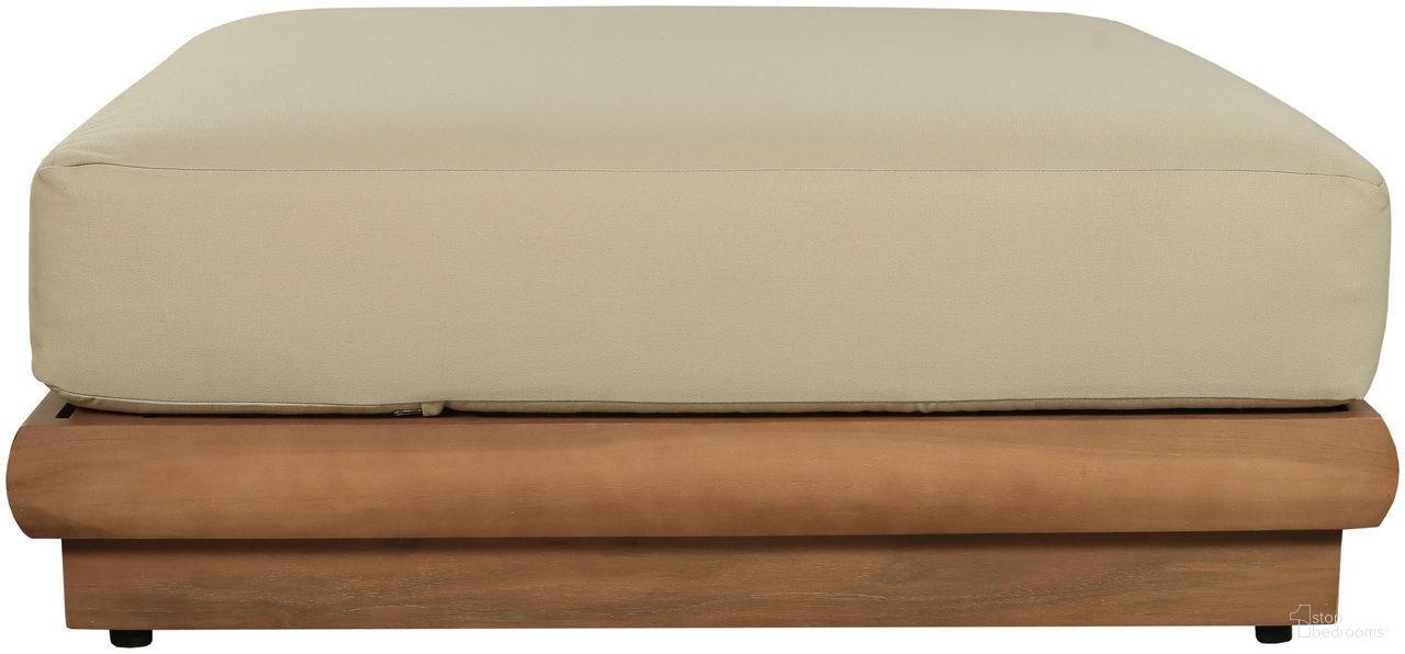 The appearance of Mirella Fabric Upholstered Outdoor Patio Modular Ottoman In Tan and Stained Natural designed by Meridian in the modern / contemporary interior design. This tan/stained natural piece of furniture  was selected by 1StopBedrooms from Mirella Collection to add a touch of cosiness and style into your home. Sku: 111Tan-Ott. Material: Polyester.