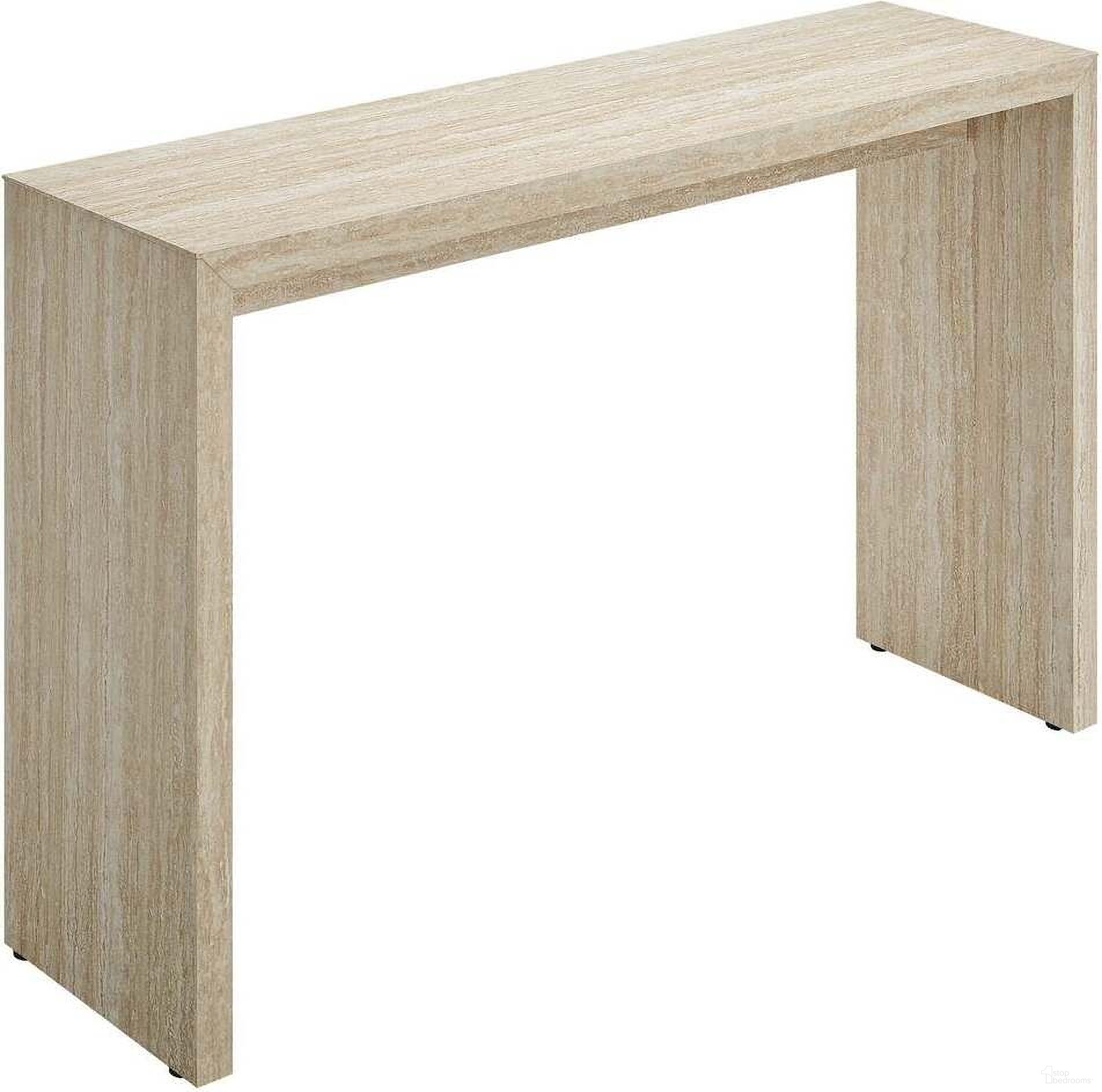 The appearance of Mirella Faux Console Table In Travertine designed by Modway in the modern / contemporary interior design. This travertine piece of furniture  was selected by 1StopBedrooms from Mirella Collection to add a touch of cosiness and style into your home. Sku: EEI-6771-TRA. Material: Wood.