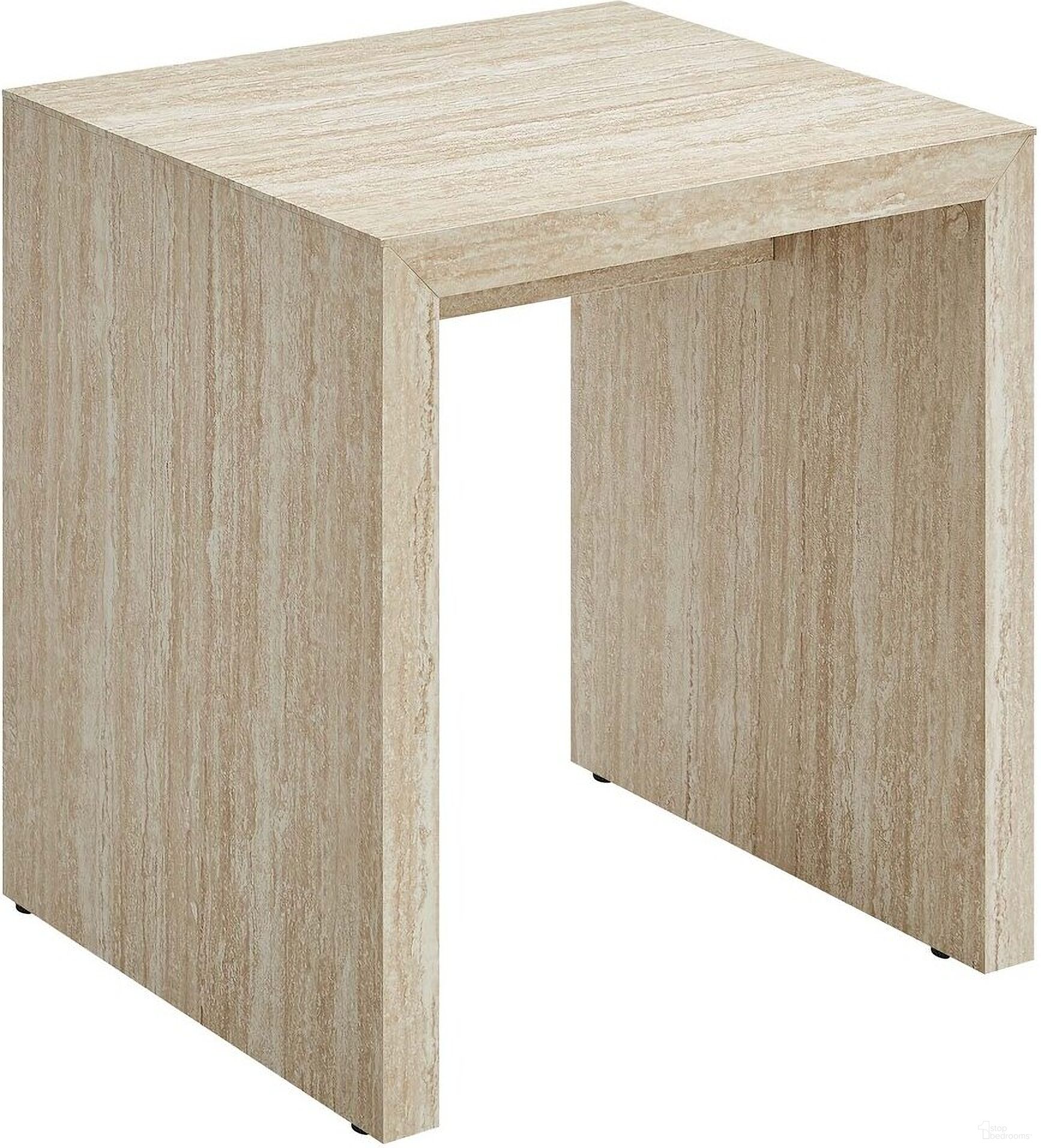 The appearance of Mirella Faux Side Table In Travertine designed by Modway in the modern / contemporary interior design. This travertine piece of furniture  was selected by 1StopBedrooms from Mirella Collection to add a touch of cosiness and style into your home. Sku: EEI-6772-TRA. Material: Wood.