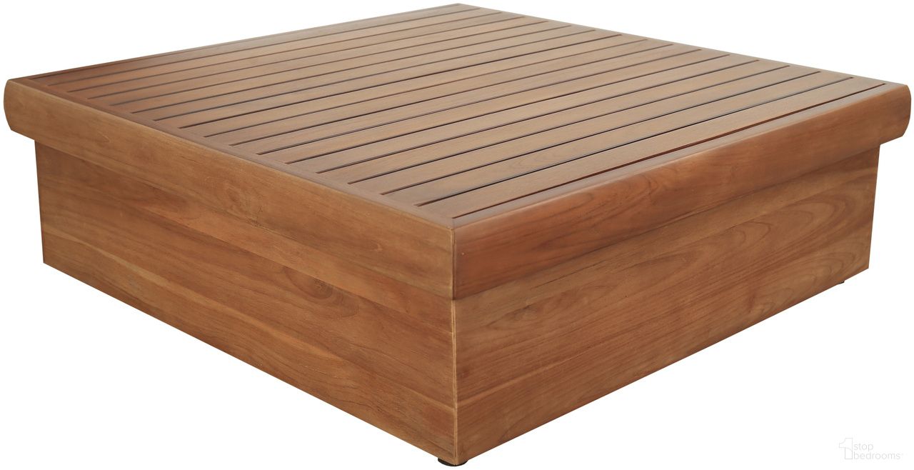 The appearance of Mirella Teak Wood Outdoor Patio Coffee Table In Natural designed by Meridian in the modern / contemporary interior design. This natural piece of furniture was selected by 1StopBedrooms from Mirella Collection to add a touch of cosiness and style into your home. Sku: 111-CT. Material: Teak Wood.