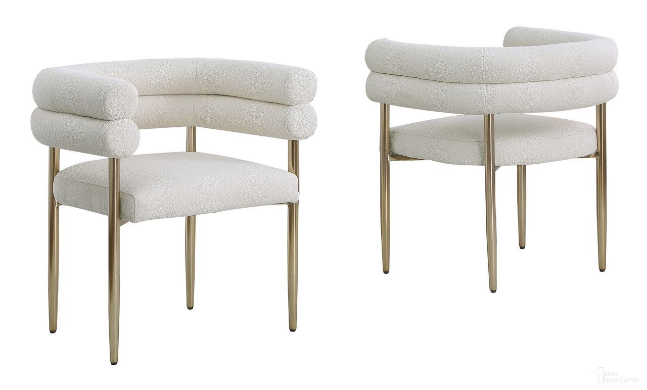 The appearance of Mireya Teddy Fur Fabric Chairs Set of 2 In Beige and Gold Chrome designed by Best Quality Furniture in the modern / contemporary interior design. This gold and beige piece of furniture  was selected by 1StopBedrooms from Mireya Collection to add a touch of cosiness and style into your home. Sku: SC06. Material: Chrome.