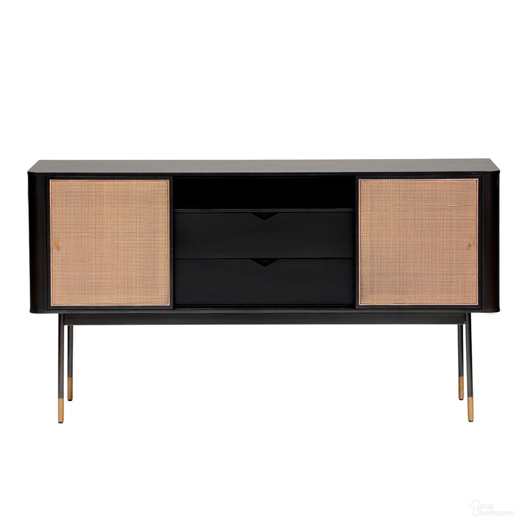 The appearance of Miriam 59 Inch Sideboard In Black designed by Euro Style in the traditional interior design. This black piece of furniture  was selected by 1StopBedrooms from Miriam Collection to add a touch of cosiness and style into your home. Sku: 94216BLK. Material: Poplar.