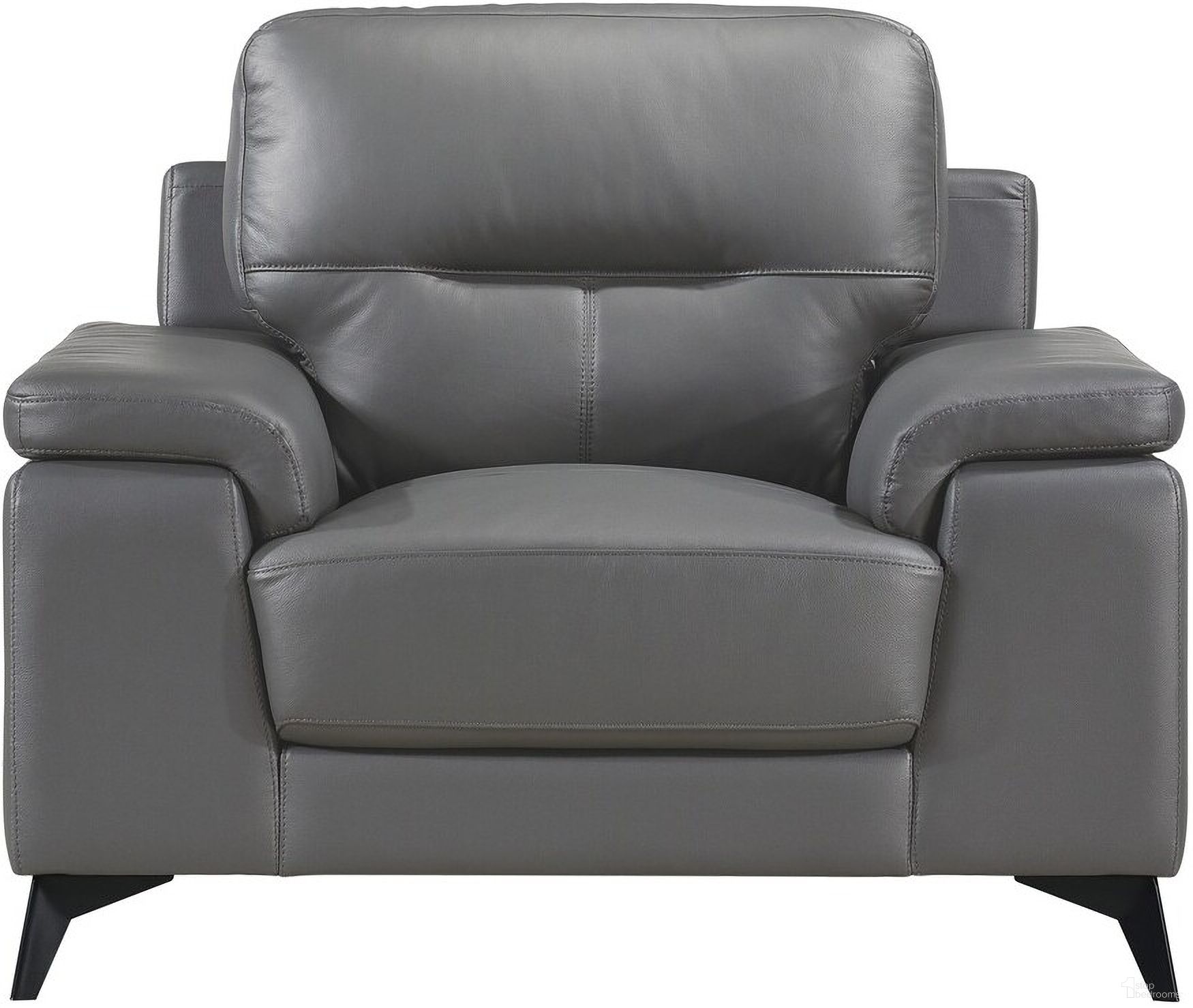 The appearance of Mischa Dark Gray Leather Chair designed by Homelegance in the modern / contemporary interior design. This gray piece of furniture was selected by 1StopBedrooms from Mischa Collection to add a touch of cosiness and style into your home. Sku: 9514DGY-1. Material: Leather.