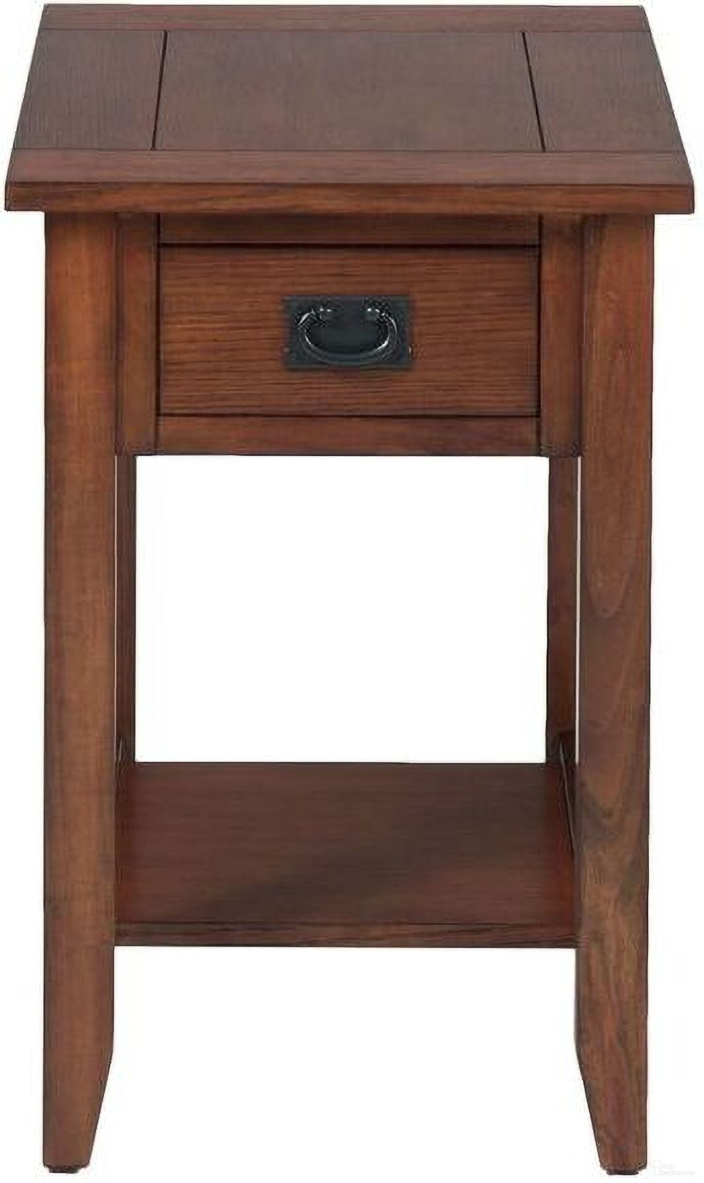 The appearance of Nash Mission Oak Chairside Table In Oak Brown designed by Jofran in the traditional interior design. This oak brown piece of furniture was selected by 1StopBedrooms from Nash Collection to add a touch of cosiness and style into your home. Sku: 1032-7. Material: MDF.