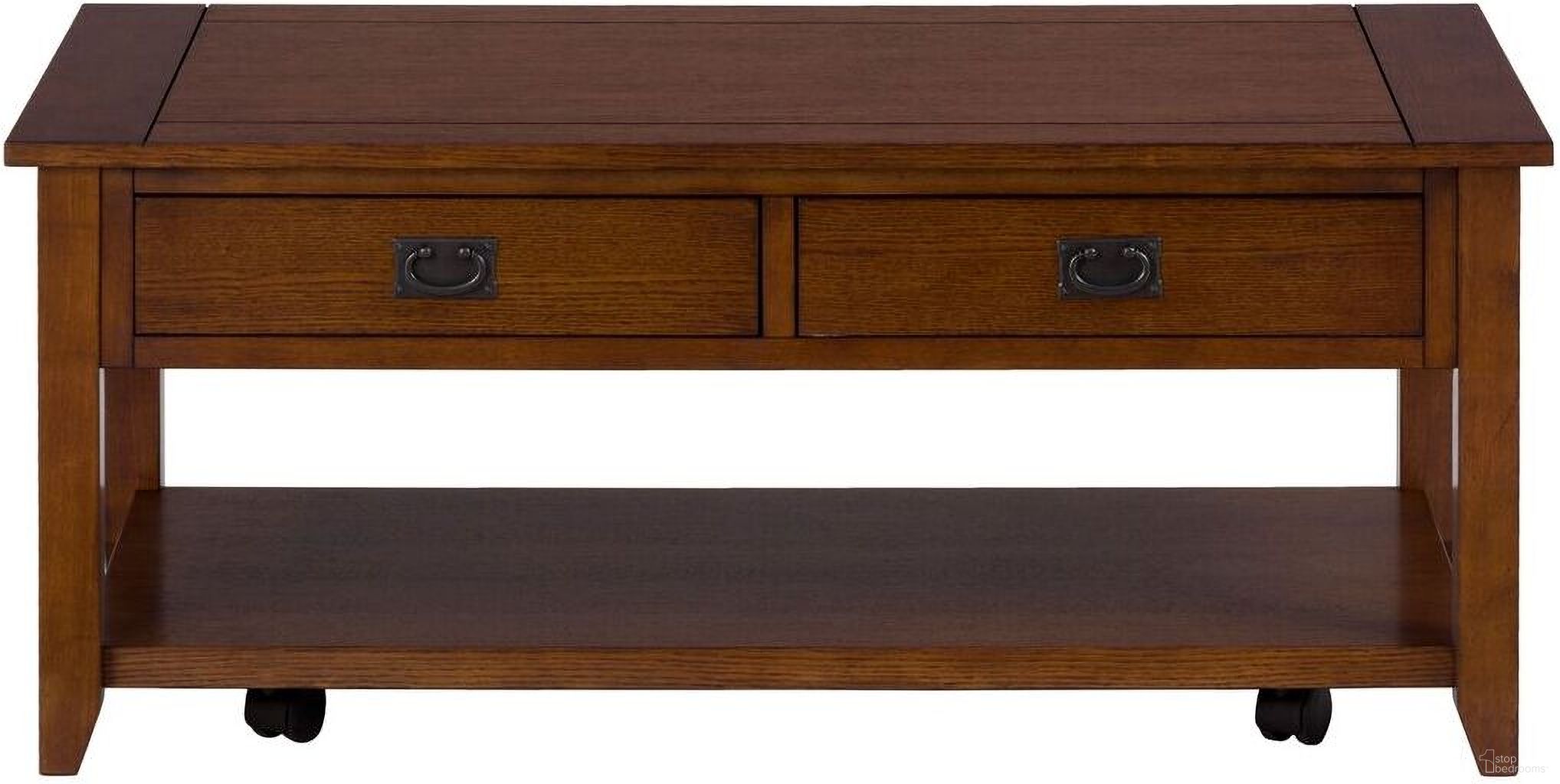 The appearance of Mission 44 Inch Oak Coffee Table In Oak Brown designed by Jofran in the transitional interior design. This oak brown piece of furniture was selected by 1StopBedrooms from Mission Collection to add a touch of cosiness and style into your home. Sku: 1032-1. Material: MDF.