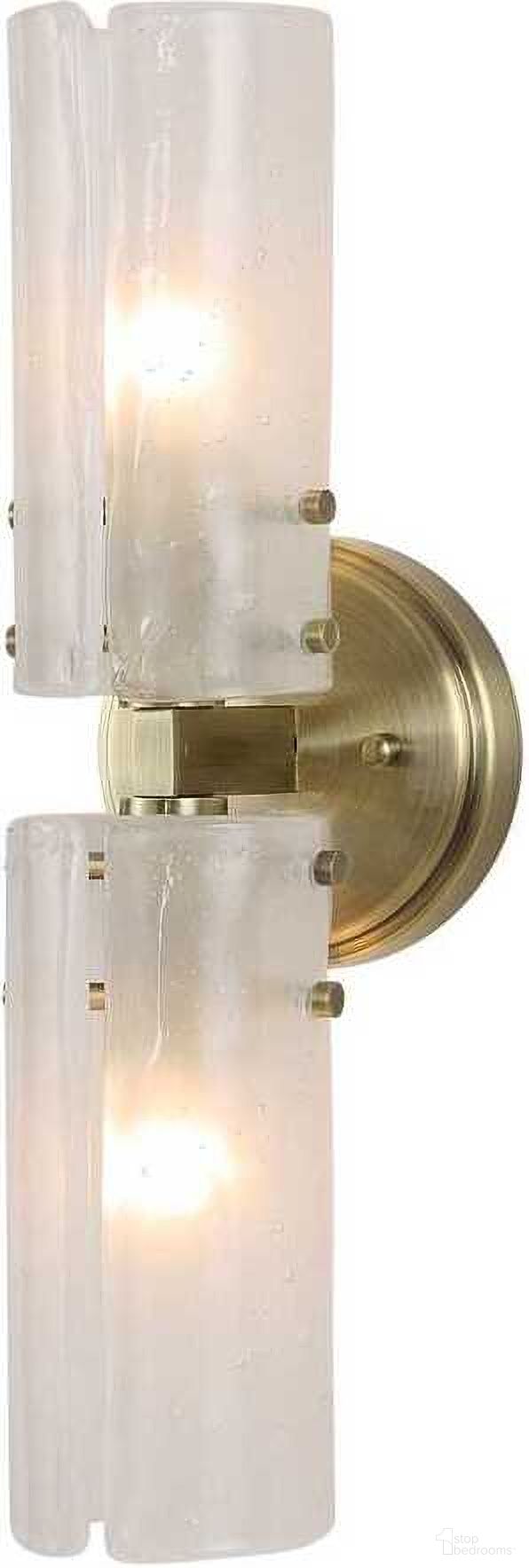 The appearance of Mistie 2 Light Glass Sconce In Brass designed by Uttermost in the coastal interior design. This brass piece of furniture  was selected by 1StopBedrooms from Mistie Collection to add a touch of cosiness and style into your home. Sku: 22588. Material: Steel.
