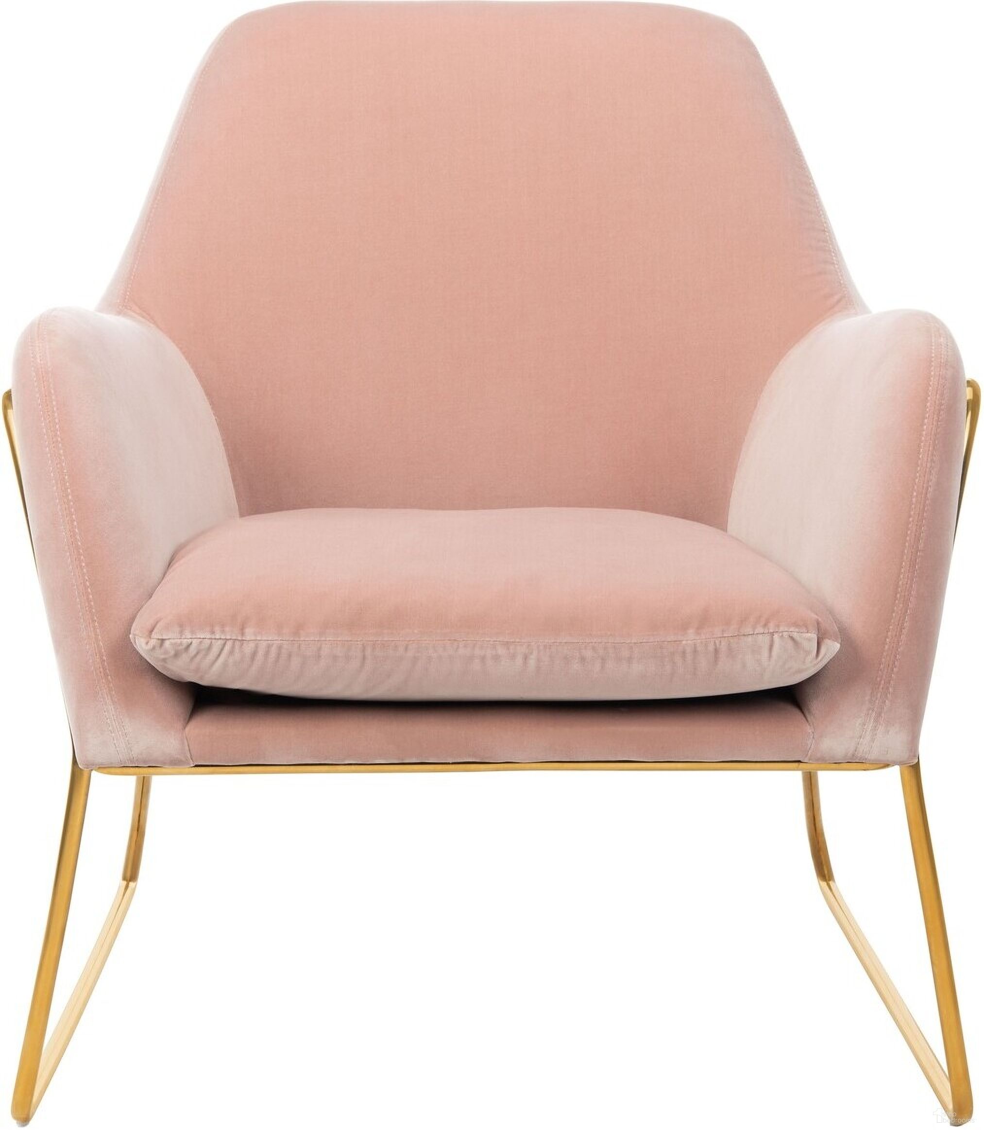 The appearance of Misty Metal Frame Accent Chair In Blush designed by Safavieh Couture in the modern / contemporary interior design. This blush piece of furniture was selected by 1StopBedrooms from Misty Collection to add a touch of cosiness and style into your home. Sku: SFV7504A. Material: Pine.