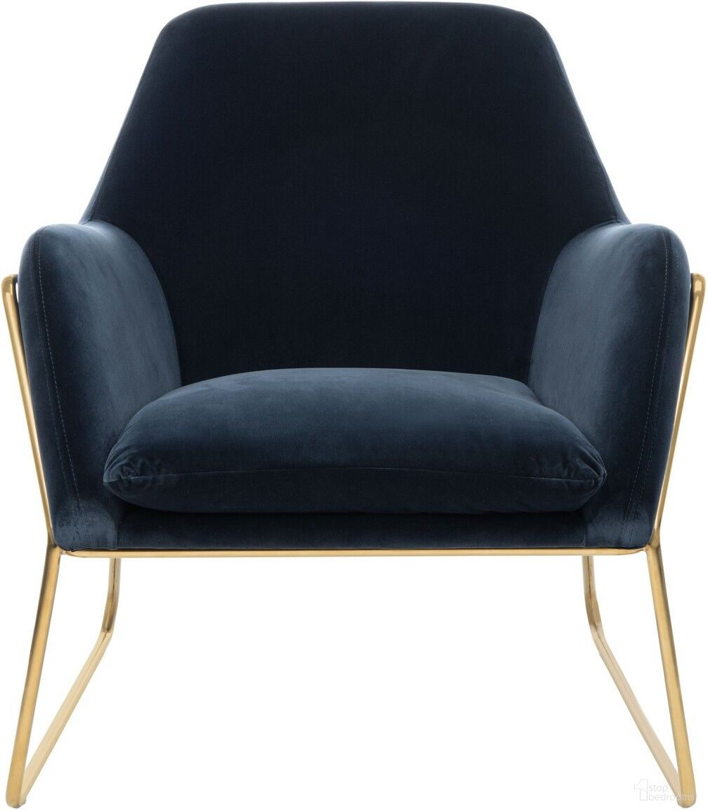 Misty Metal Frame Accent Chair In Navy and Gold
