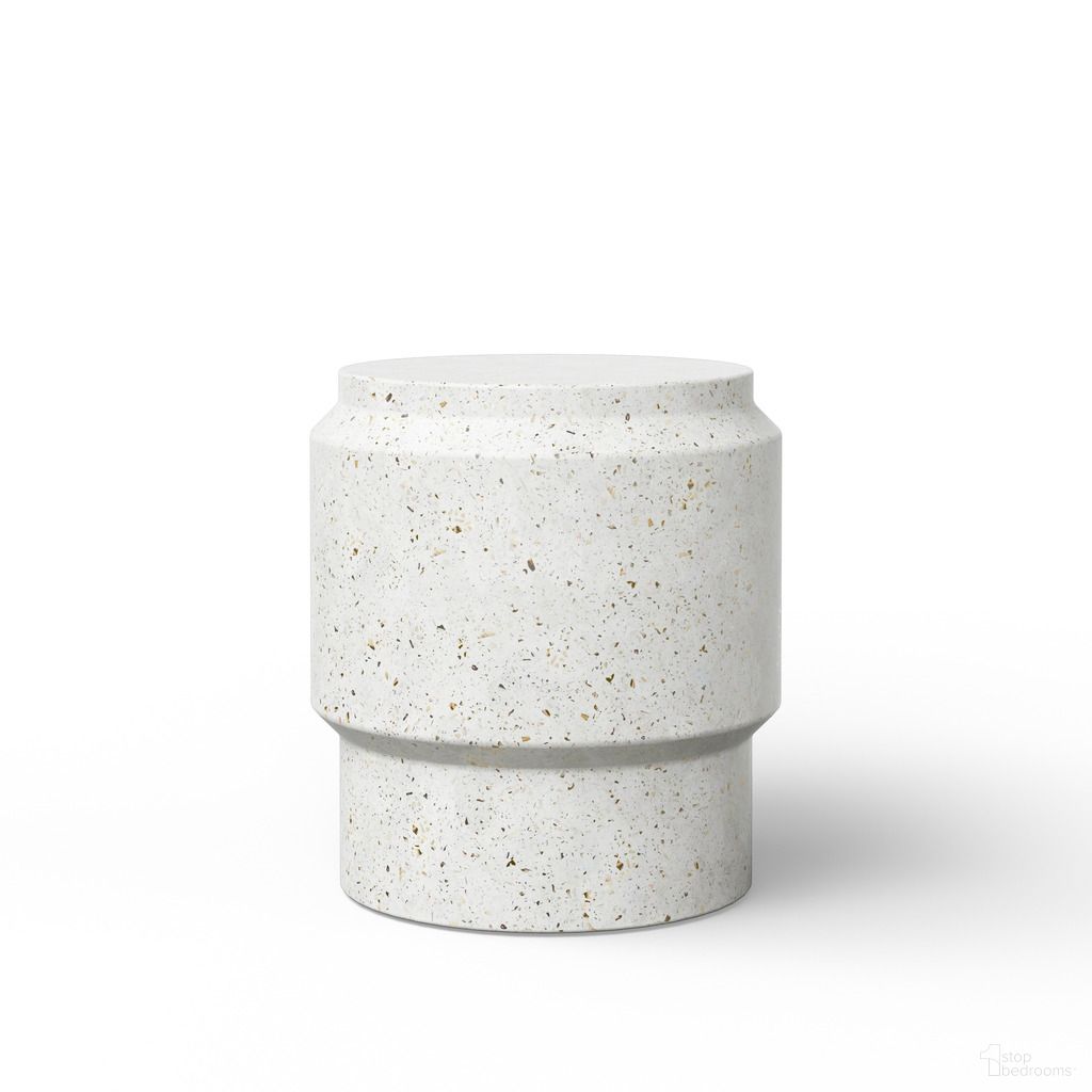 The appearance of Mixx Barrel Stool In Ivory Terrazzo designed by Urbia in the modern / contemporary interior design. This ivory terrazzo piece of furniture was selected by 1StopBedrooms from Mixx Collection to add a touch of cosiness and style into your home. Sku: VGS-BARR-STOOL-IVTZ1. Material: Glass Fiber Reinforced Concrete.