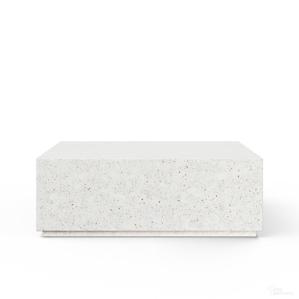 The appearance of Mixx Bloc 47.25 Inch Square Coffee Table In Ivory Terrazzo designed by Urbia in the modern / contemporary interior design. This ivory terrazzo piece of furniture  was selected by 1StopBedrooms from Mixx Collection to add a touch of cosiness and style into your home. Sku: VGS-BLOC-48-SQ-IVTZ1. Material: Glass Fiber Reinforced Concrete.