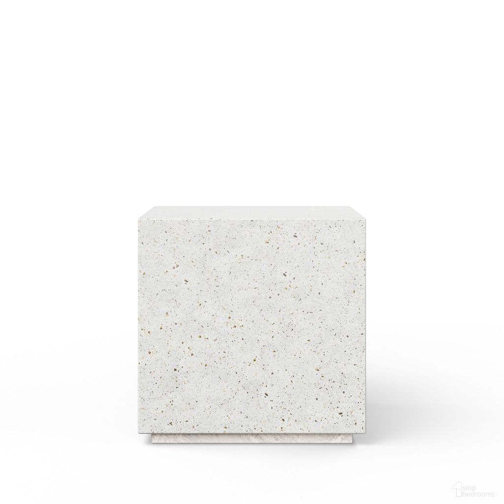 Mixx Bloc End Table In Ivory Terrazzo