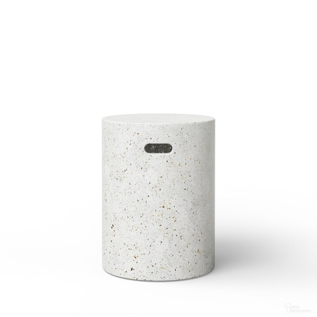 The appearance of Mixx Cylinder Stool In Ivory Terrazzo designed by Urbia in the modern / contemporary interior design. This ivory terrazzo piece of furniture  was selected by 1StopBedrooms from Mixx Collection to add a touch of cosiness and style into your home. Sku: VGS-CYL-STOOL-IVTZ1. Material: Glass Fiber Reinforced Concrete.