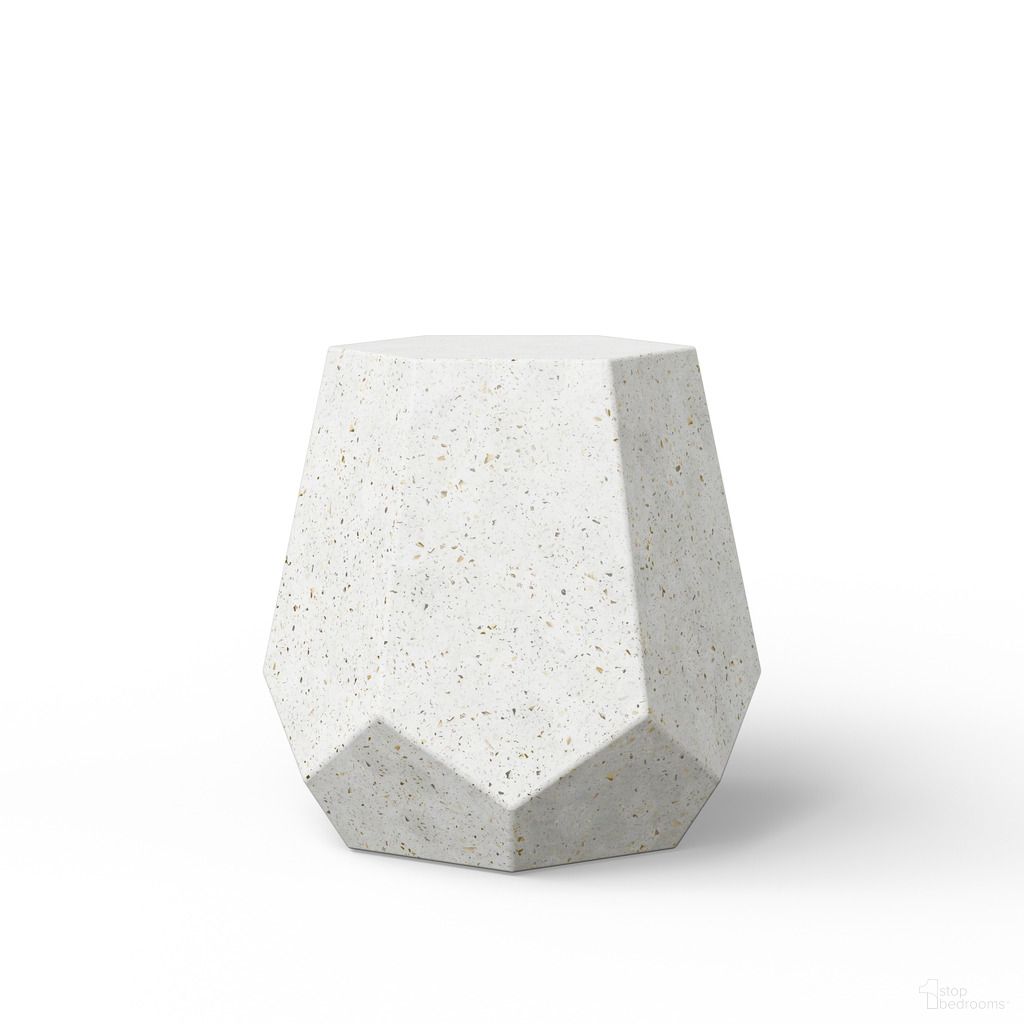 The appearance of Mixx Faceted Stool In Ivory Terrazzo designed by Urbia in the modern / contemporary interior design. This ivory terrazzo piece of furniture was selected by 1StopBedrooms from Mixx Collection to add a touch of cosiness and style into your home. Sku: VGS-FACET-STOOL-IVTZ1. Material: Glass Fiber Reinforced Concrete.