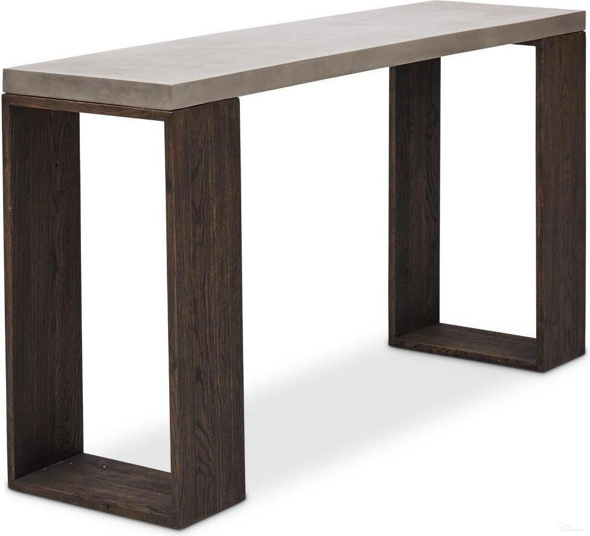 The appearance of Mixx Heritage Console In Heritage Brown Frame And Dark Grey Top designed by Urbia in the modern / contemporary interior design. This dark grey piece of furniture  was selected by 1StopBedrooms from Mixx Collection to add a touch of cosiness and style into your home. Sku: VGS-HERI-CON. Material: Glass Fiber Reinforced Concrete.
