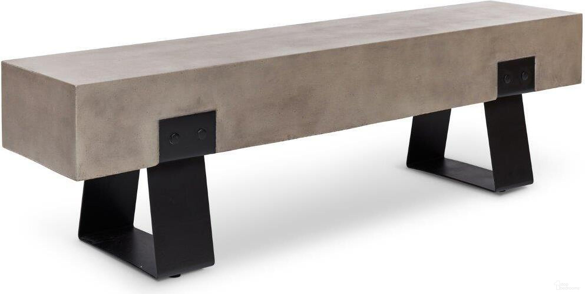 The appearance of Mixx Industrial Bench In Black Legs And Dark Grey Seat designed by Urbia in the modern / contemporary interior design. This dark grey piece of furniture  was selected by 1StopBedrooms from Mixx Collection to add a touch of cosiness and style into your home. Sku: VGS-INDST-BENCH. Material: Glass Fiber Reinforced Concrete.