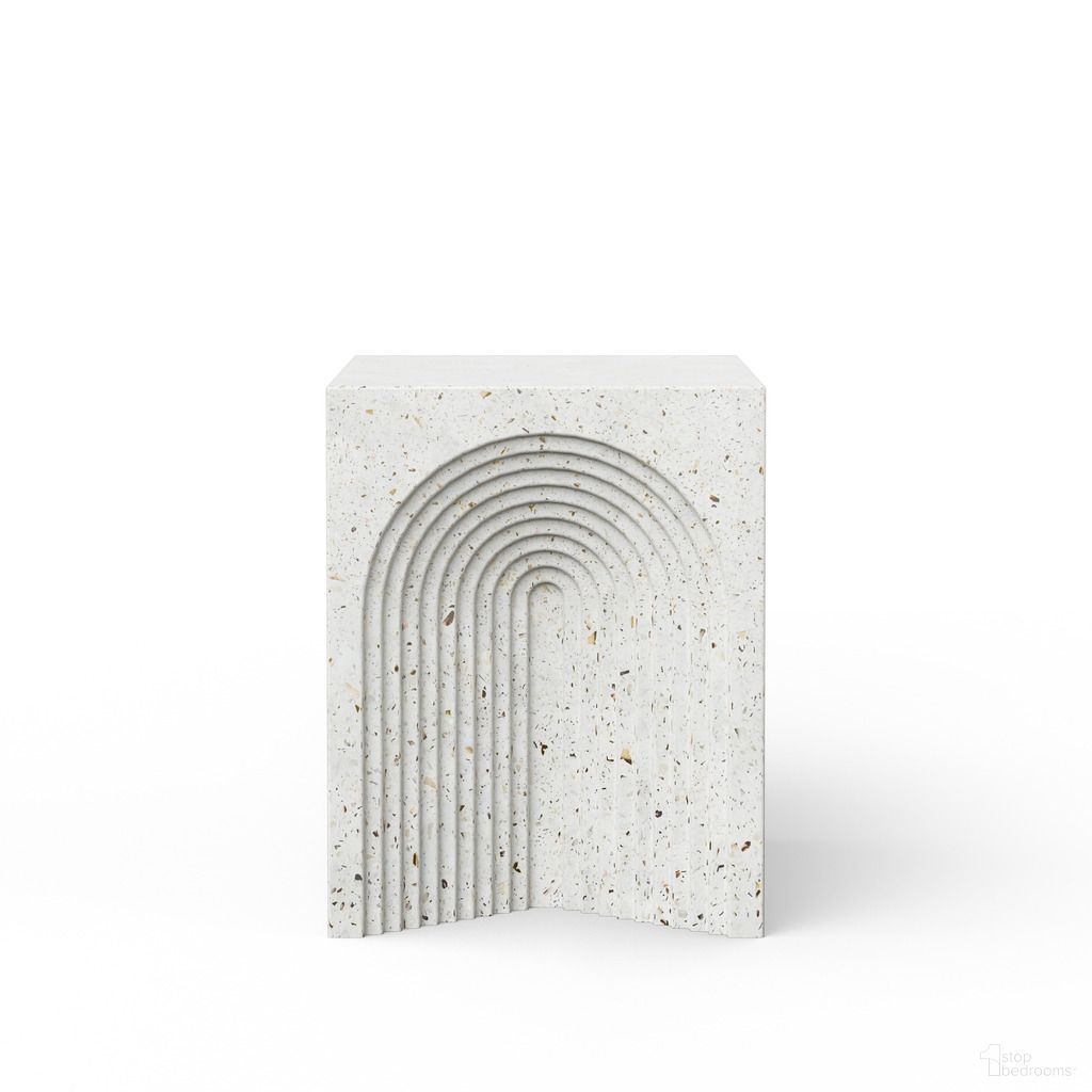 The appearance of Mixx Orion Stool In Ivory Terrazzo designed by Urbia in the modern / contemporary interior design. This ivory terrazzo piece of furniture  was selected by 1StopBedrooms from Mixx Collection to add a touch of cosiness and style into your home. Sku: VGS-ORION-STOOL-IVTZ1. Material: Glass Fiber Reinforced Concrete.