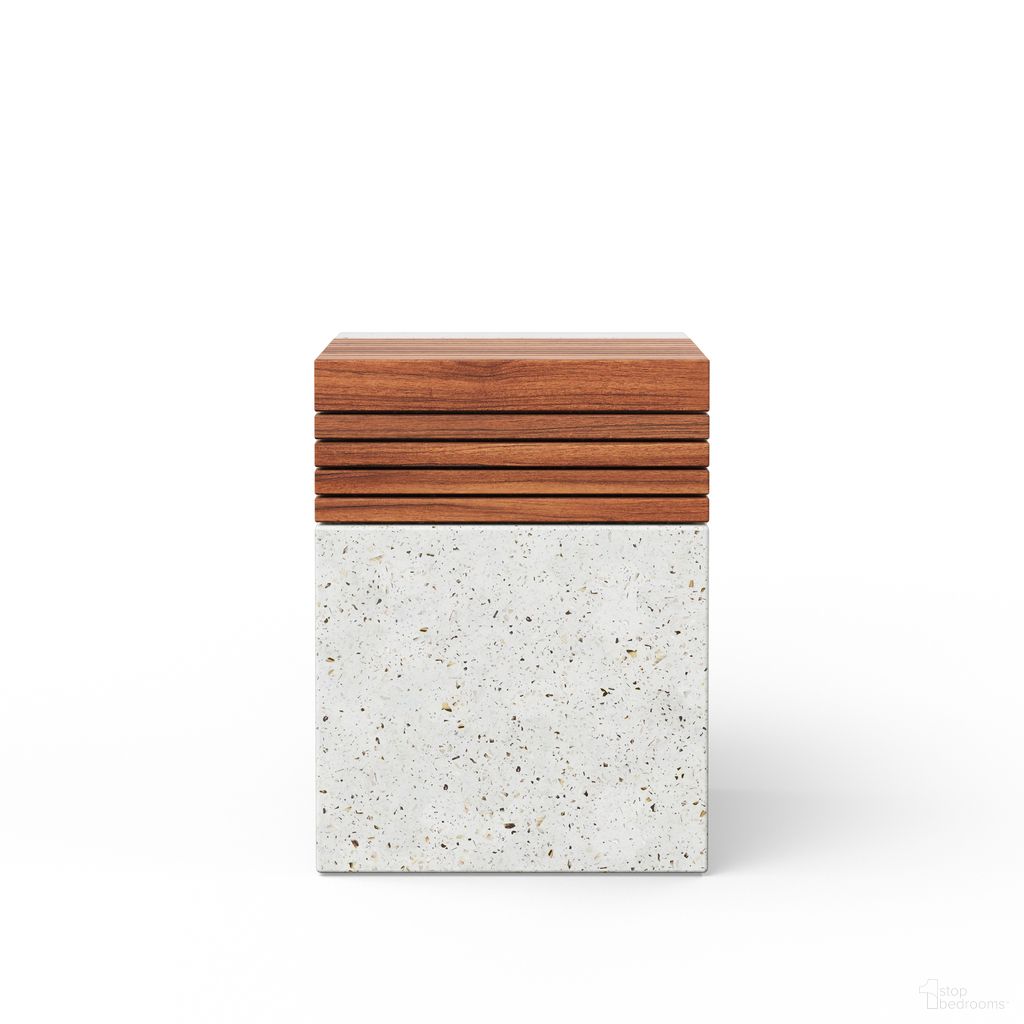 The appearance of Mixx Stecca Cascata Stool In Ivory Terrazzo designed by Urbia in the modern / contemporary interior design. This ivory terrazzo piece of furniture  was selected by 1StopBedrooms from Mixx Collection to add a touch of cosiness and style into your home. Sku: VGS-STECC-CASC-IVTZ1. Material: Glass Fiber Reinforced Concrete.