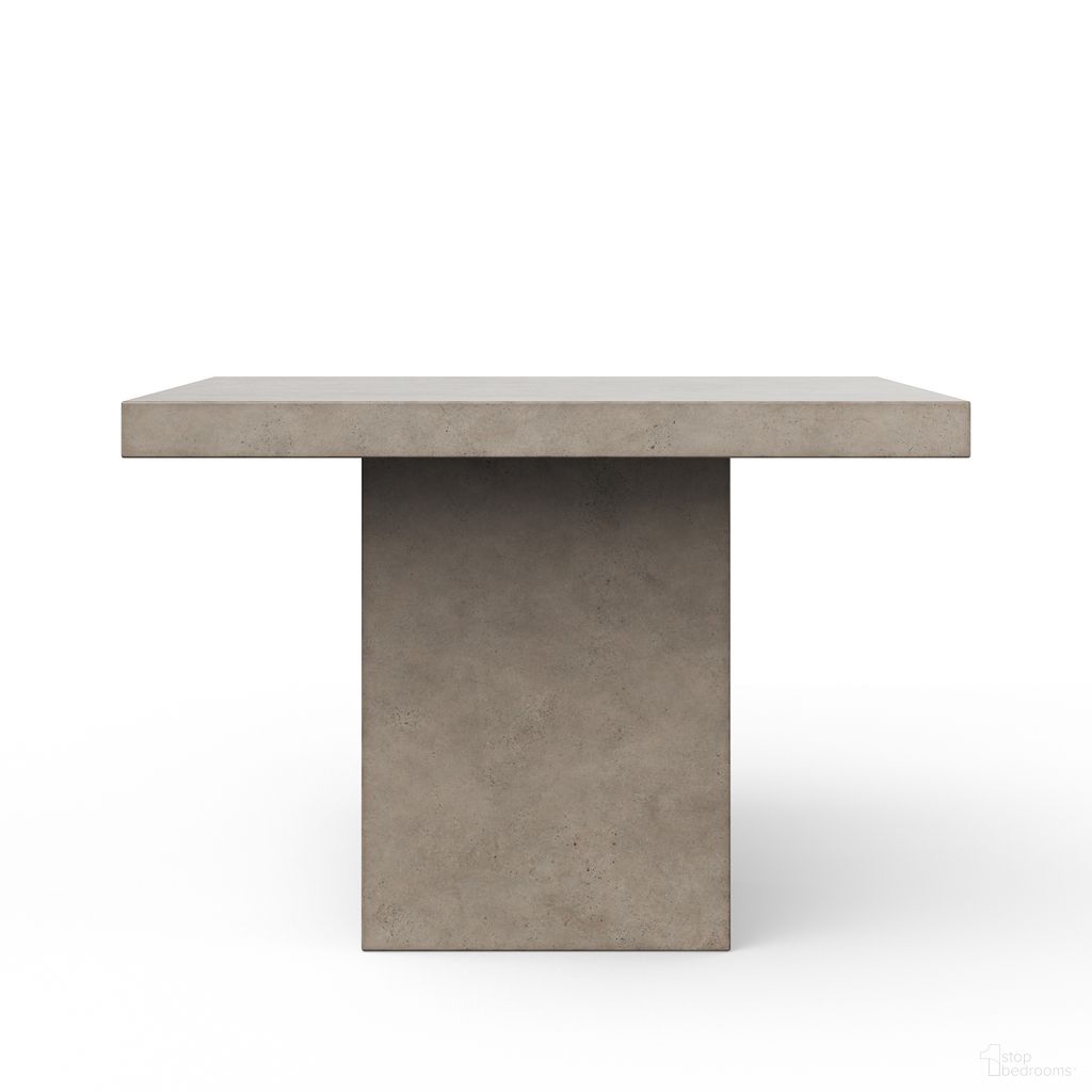 The appearance of Mixx Una 59 Inch Square Bar Height Dining Table In Dark Grey designed by Urbia in the modern / contemporary interior design. This dark grey piece of furniture was selected by 1StopBedrooms from Mixx Collection to add a touch of cosiness and style into your home. Sku: VGS-UNA-DT-59-BAR. Table Base Style: Pedestal. Table Top Shape: Square. Size: 59". Material: Glass Fiber Reinforced Concrete.