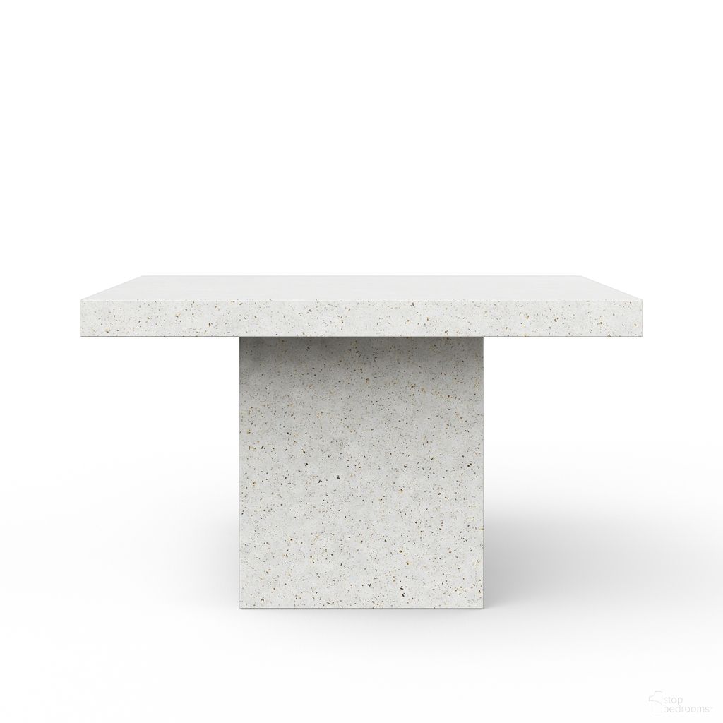 The appearance of Mixx Una 59 Inch Square Counter Height Dining Table In Ivory Terrazzo designed by Urbia in the modern / contemporary interior design. This ivory terrazzo piece of furniture  was selected by 1StopBedrooms from Mixx Collection to add a touch of cosiness and style into your home. Sku: VGS-UNA-DT-59-CNTR-IVTZ1. Table Base Style: Pedestal. Table Top Shape: Square. Size: 59" x 59". Material: Glass Fiber Reinforced Concrete.